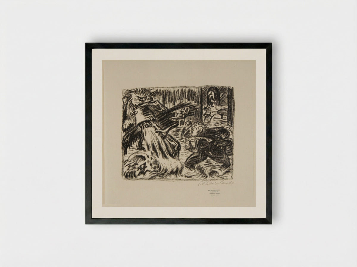 The Sorcerer's Apprentice 2: The Flood - Ernst Barlach - Framed Print Black