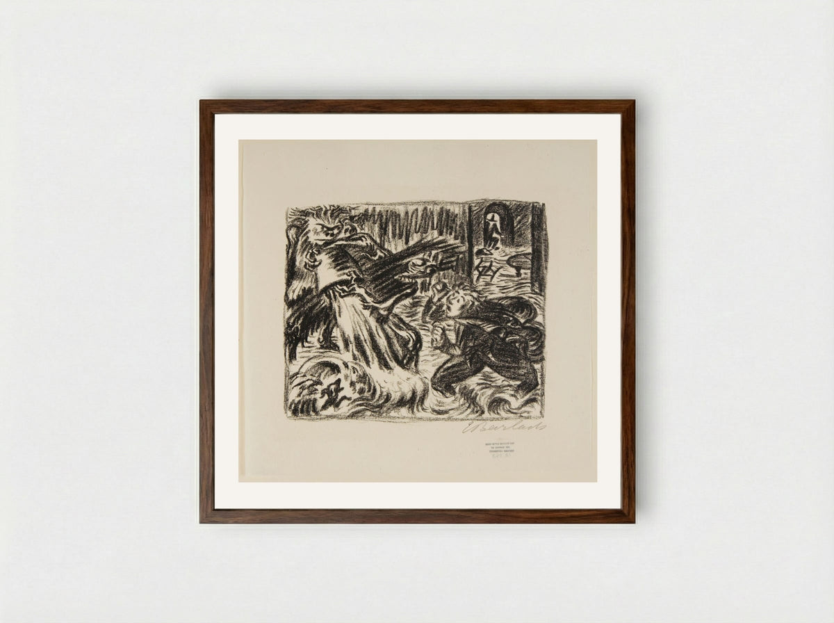 The Sorcerer's Apprentice 2: The Flood - Ernst Barlach - Framed Print Dark Wood