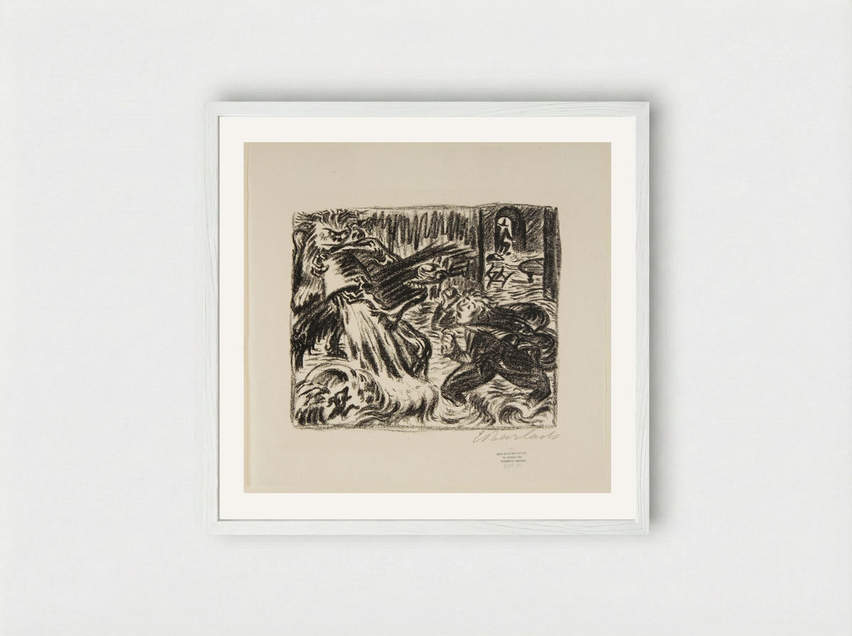 The Sorcerer's Apprentice 2: The Flood - Ernst Barlach - Framed Print White