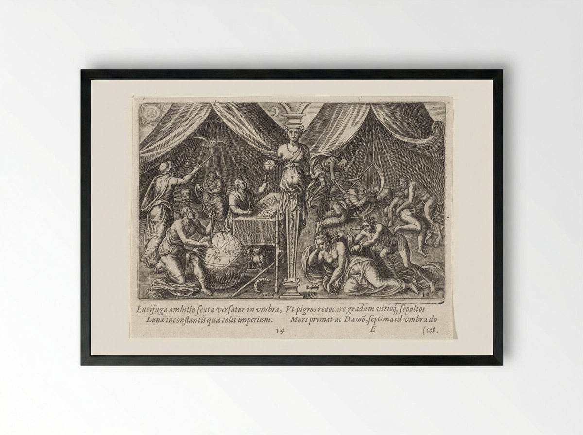 Allegory of Ambition and Sloth - Philips Galle - Framed Print Black