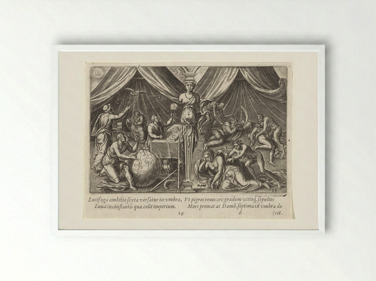 Allegory of Ambition and Sloth - Philips Galle - Framed Print White