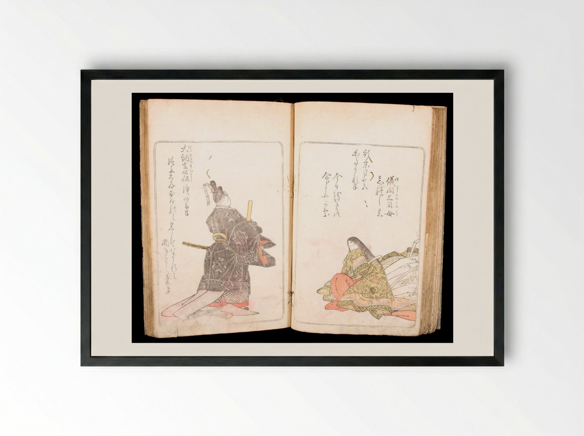 One Hundred Poems by One Hundred Poets in Eastern Brocade - Katsukawa Shunshō - Framed Print Black