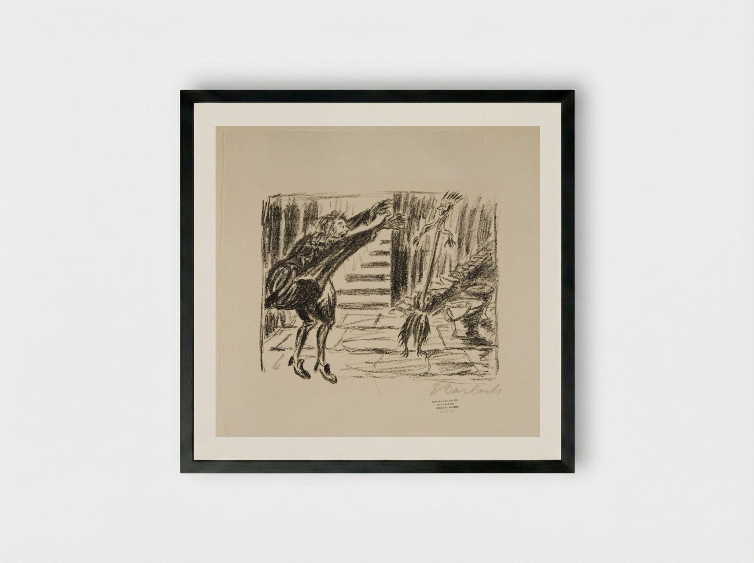 The Sorcerer's Apprentice 1 (Broom is brought to life) - Ernst Barlach - Framed Print Black