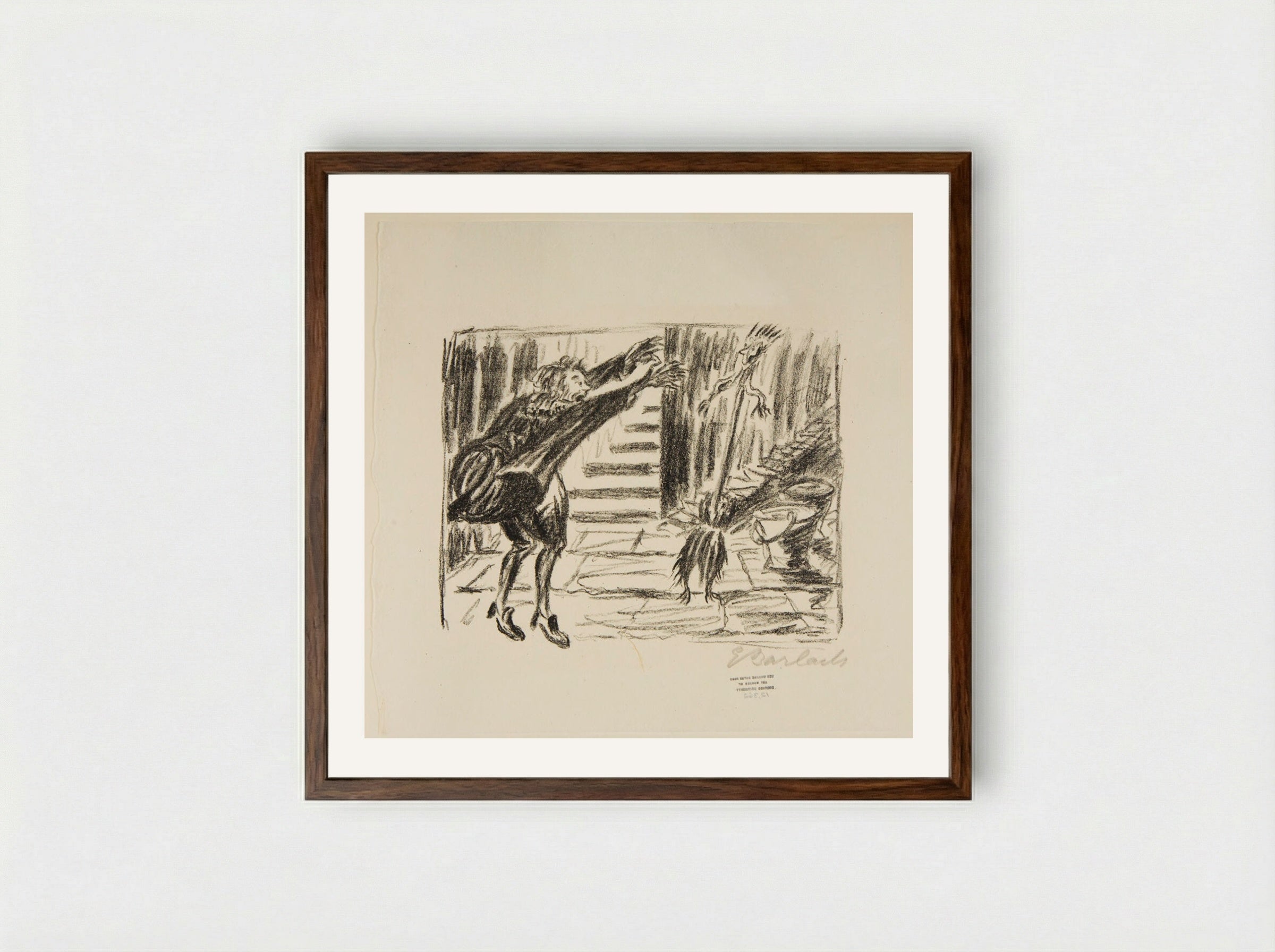 The Sorcerer's Apprentice 1 (Broom is brought to life) - Ernst Barlach - Framed Print Dark Wood