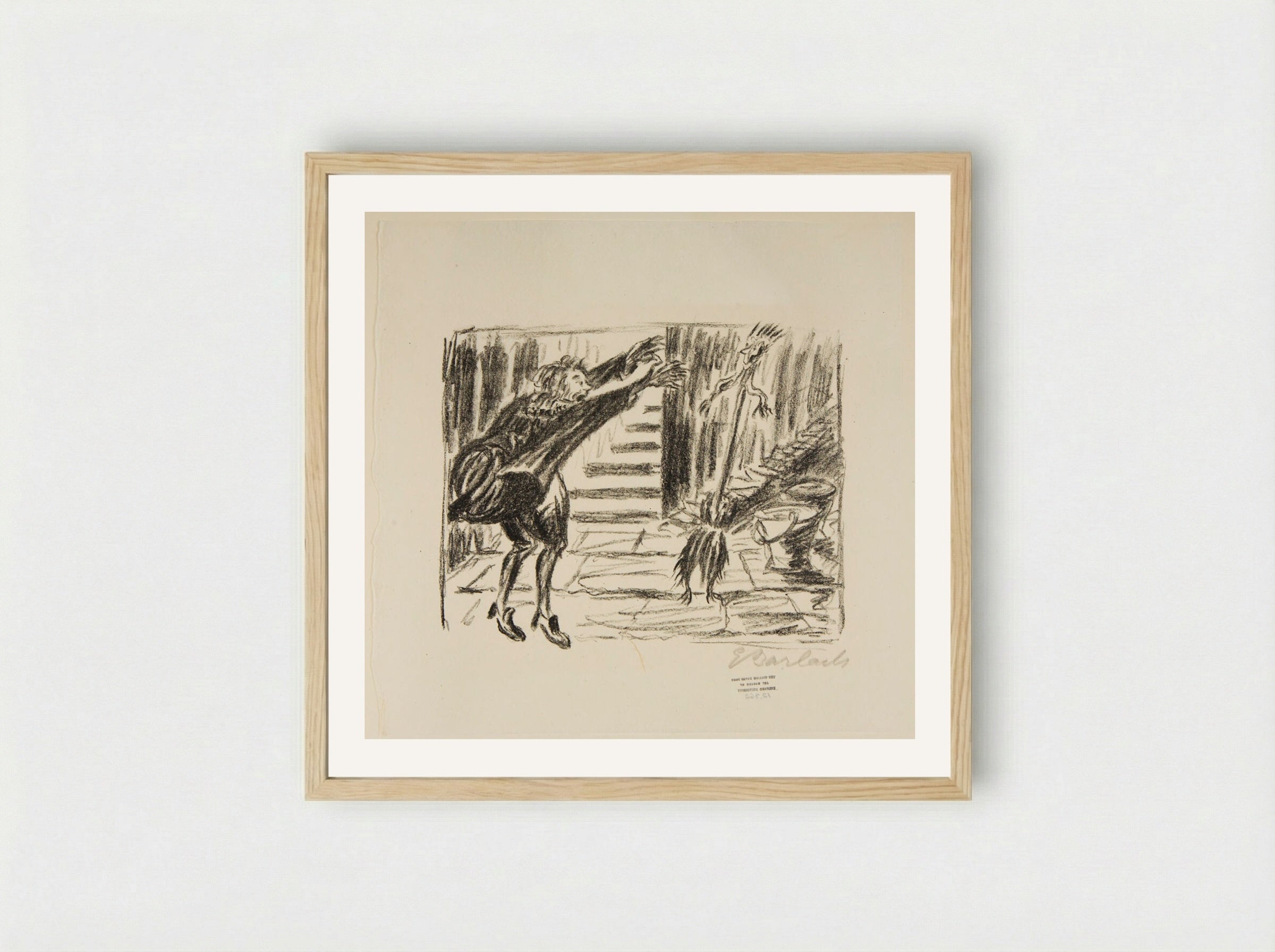 The Sorcerer's Apprentice 1 (Broom is brought to life) - Ernst Barlach - Framed Print Wood