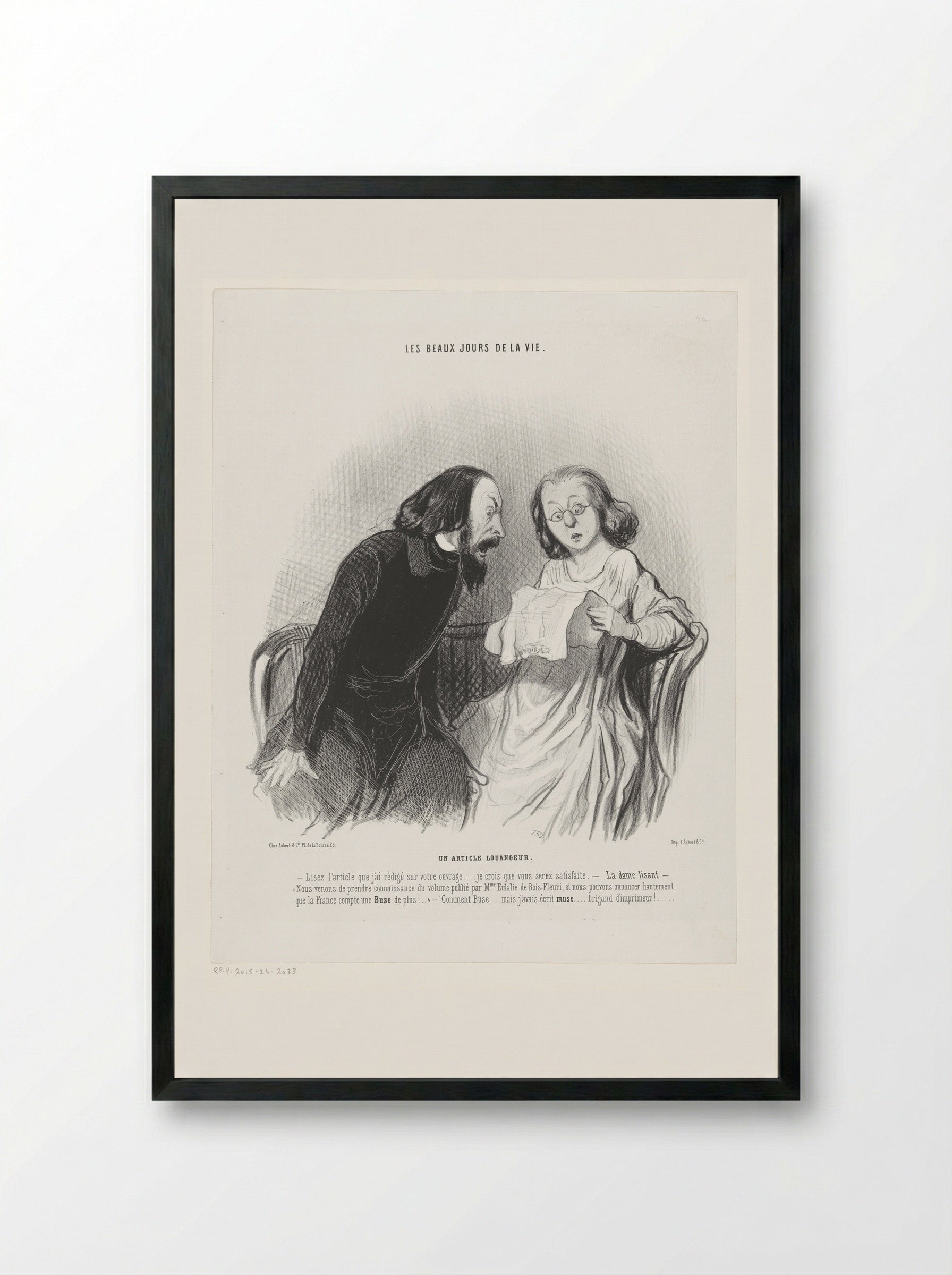 Un article louangeur - Honoré Daumier - Framed Print Black