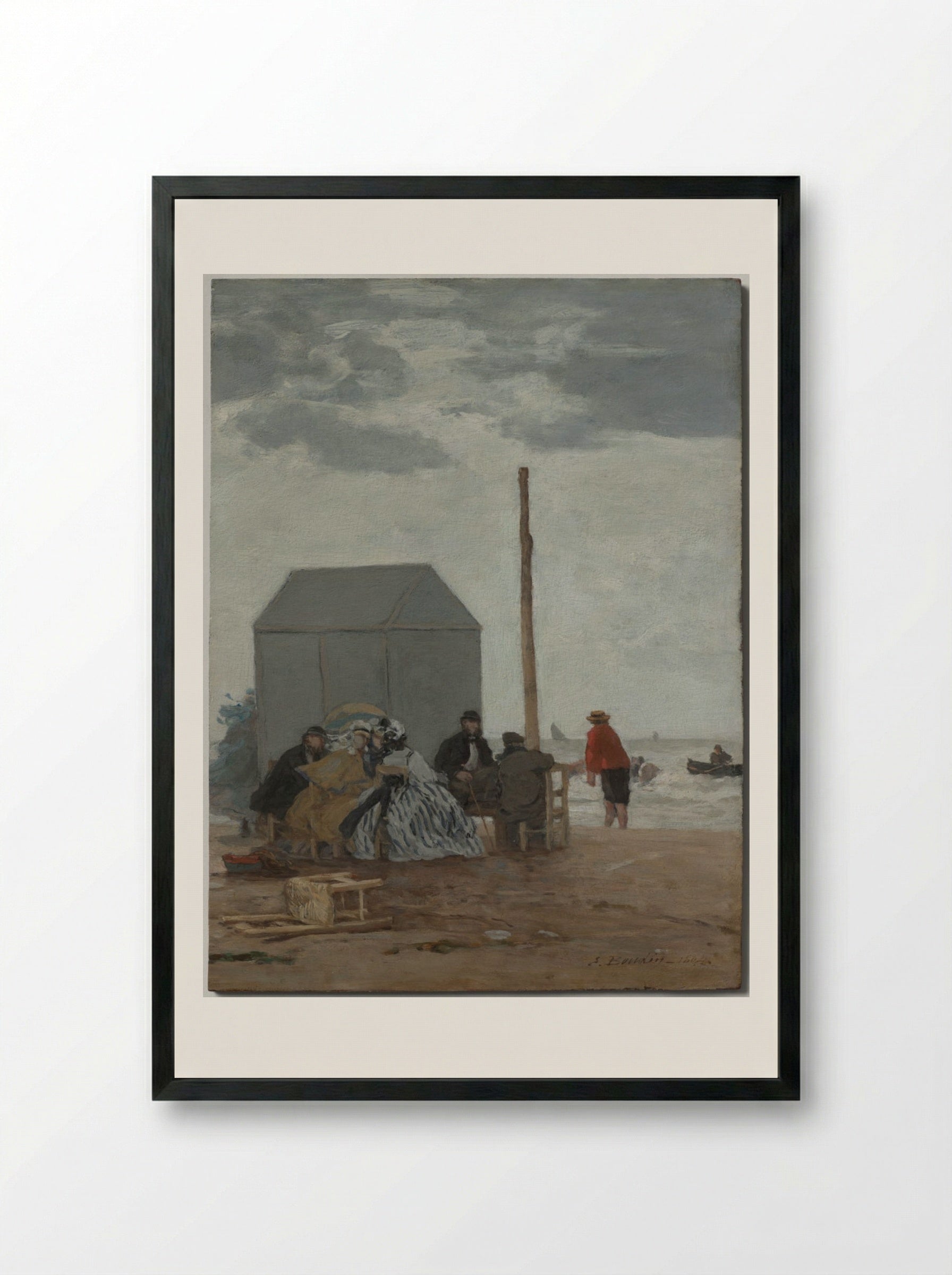 The Beach at Deauville - Eugène Boudin - Framed Print Black