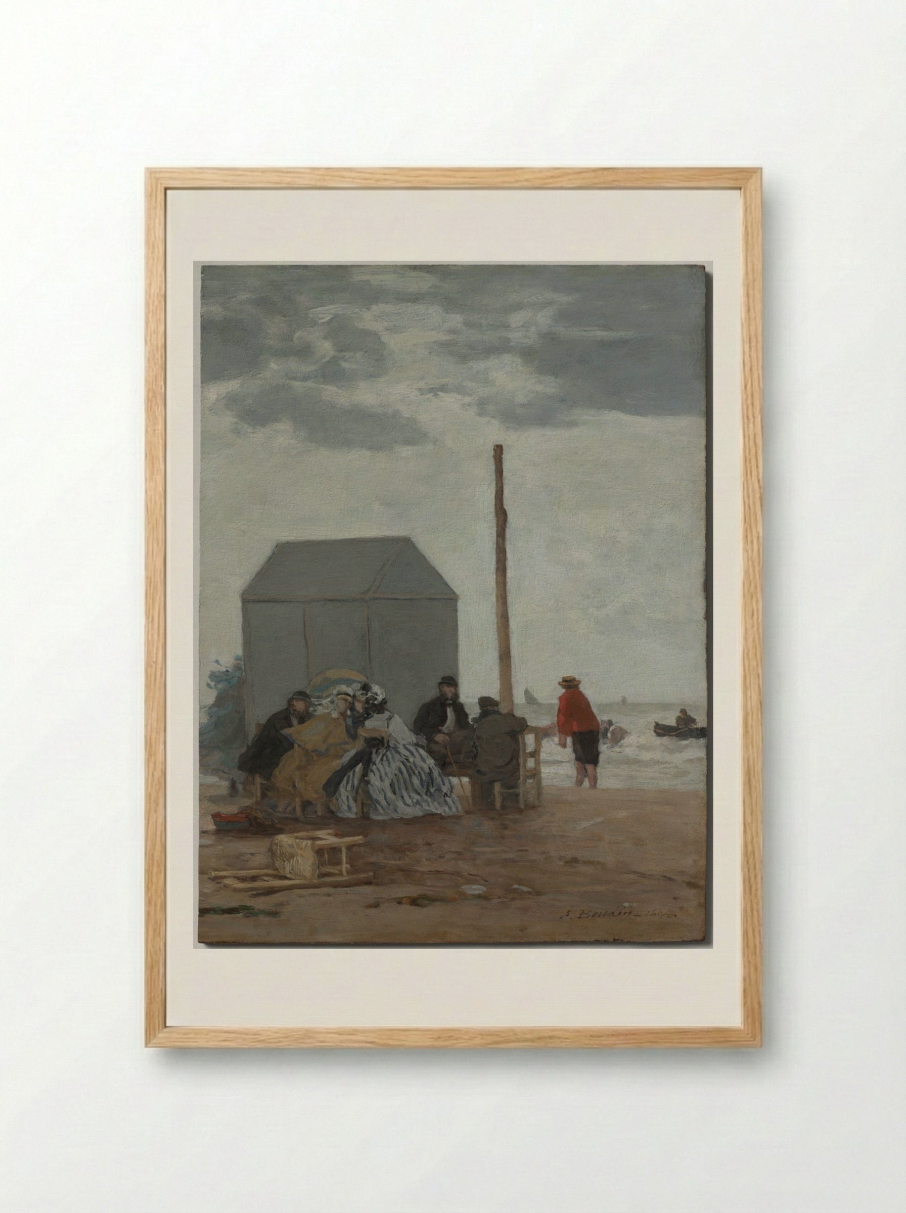 The Beach at Deauville - Eugène Boudin - Framed Print Wood