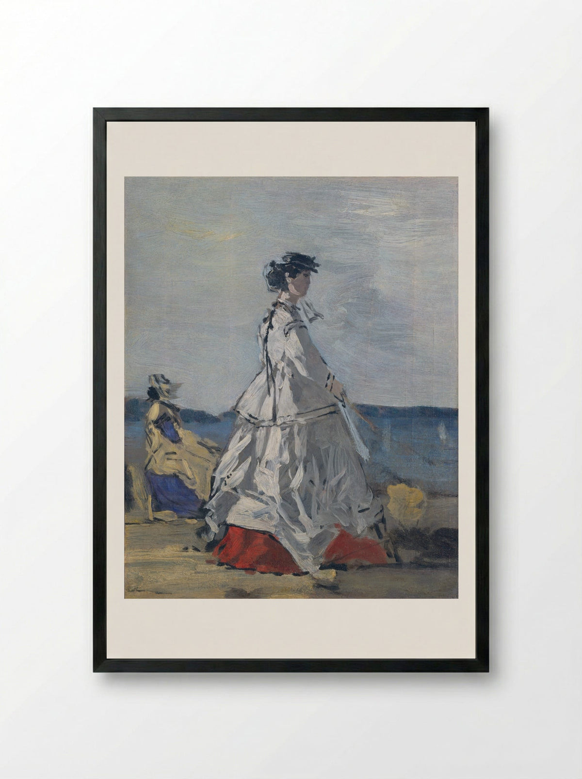 Princess Pauline Metternich on the Beach - Eugène Boudin - Framed Print Black