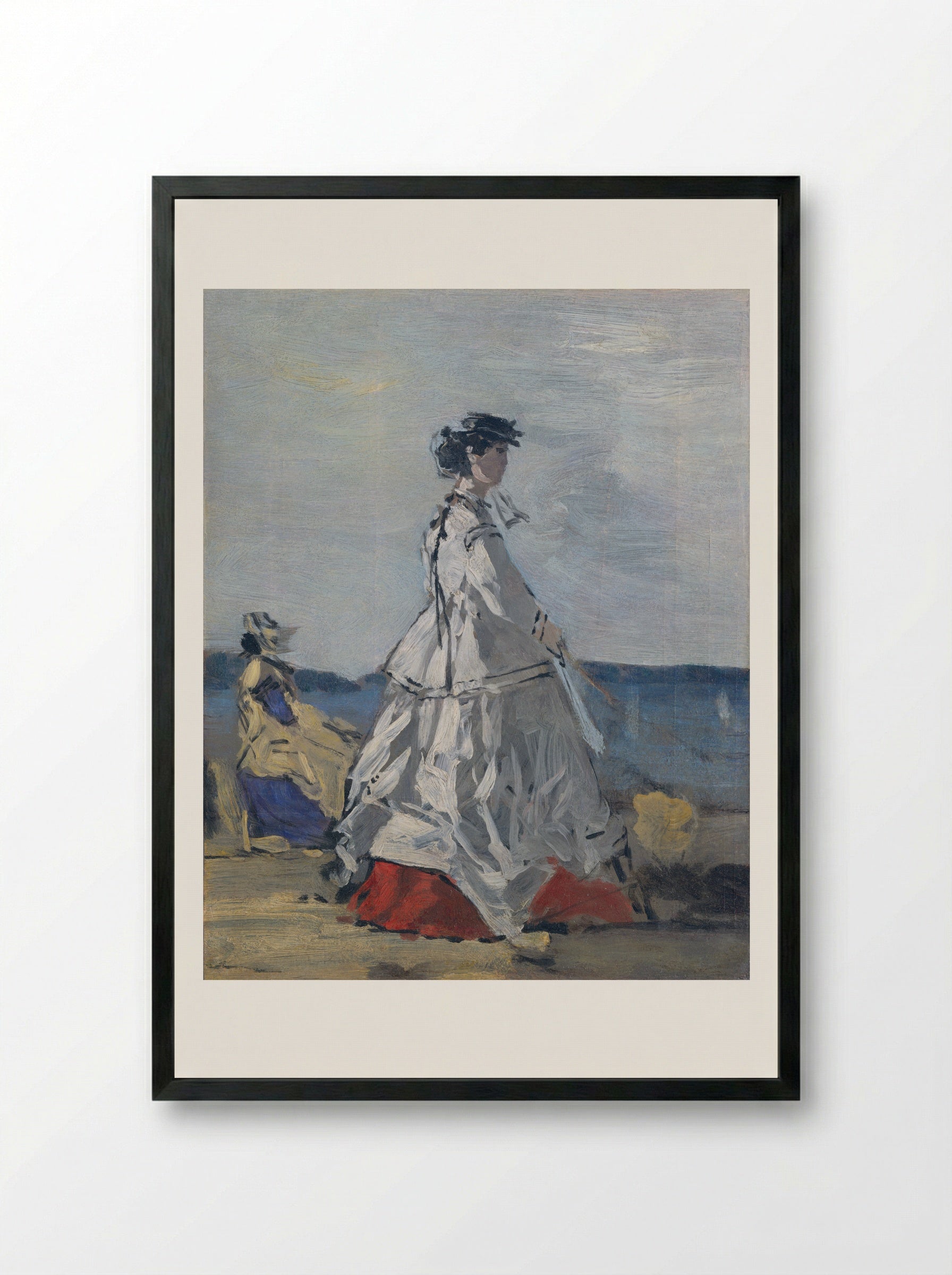 Princess Pauline Metternich on the Beach - Eugène Boudin - Framed Print Black