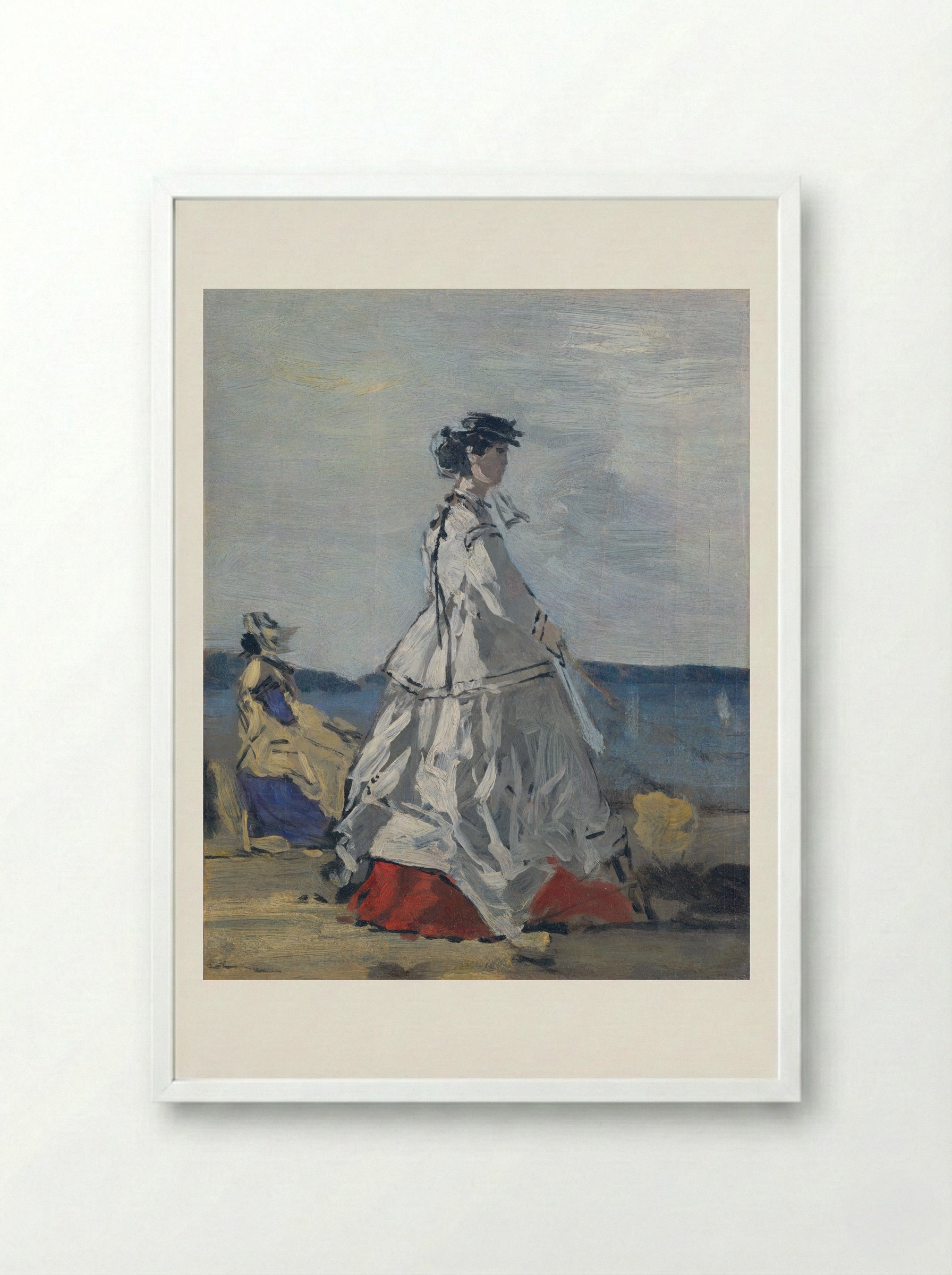 Princess Pauline Metternich on the Beach - Eugène Boudin - Framed Print White