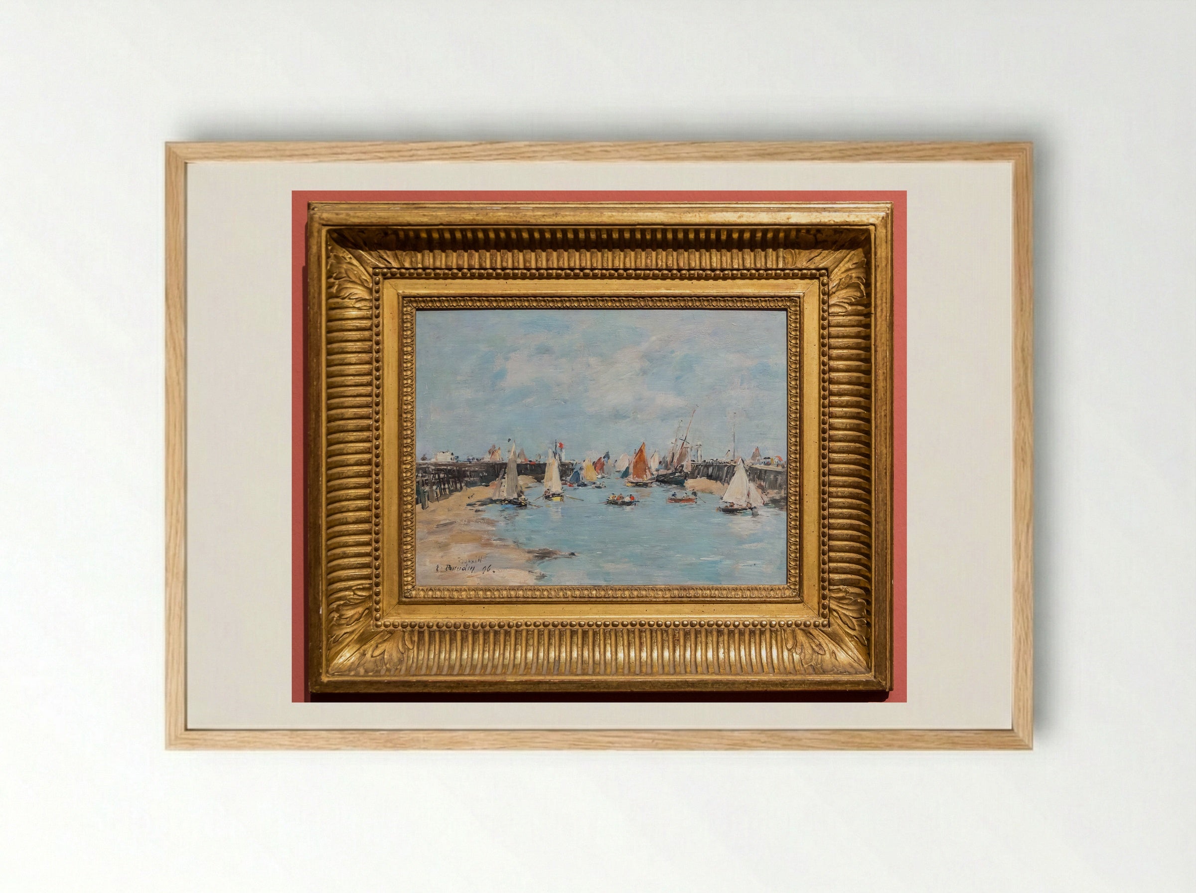 On the Beach at Trouville - Eugène Boudin - Framed Print Wood
