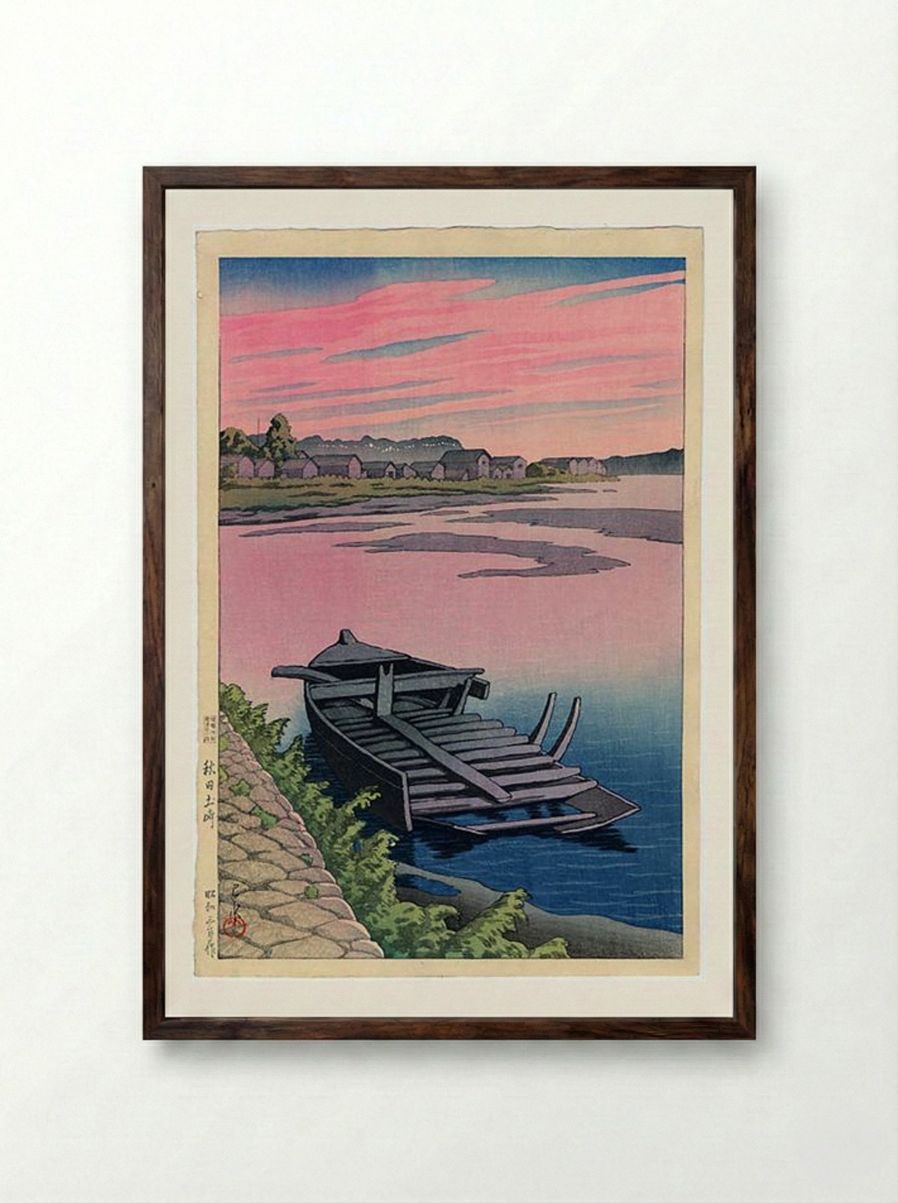 Tsuchizaki, Akita - Hasui Kawase - Framed Print Dark Wood