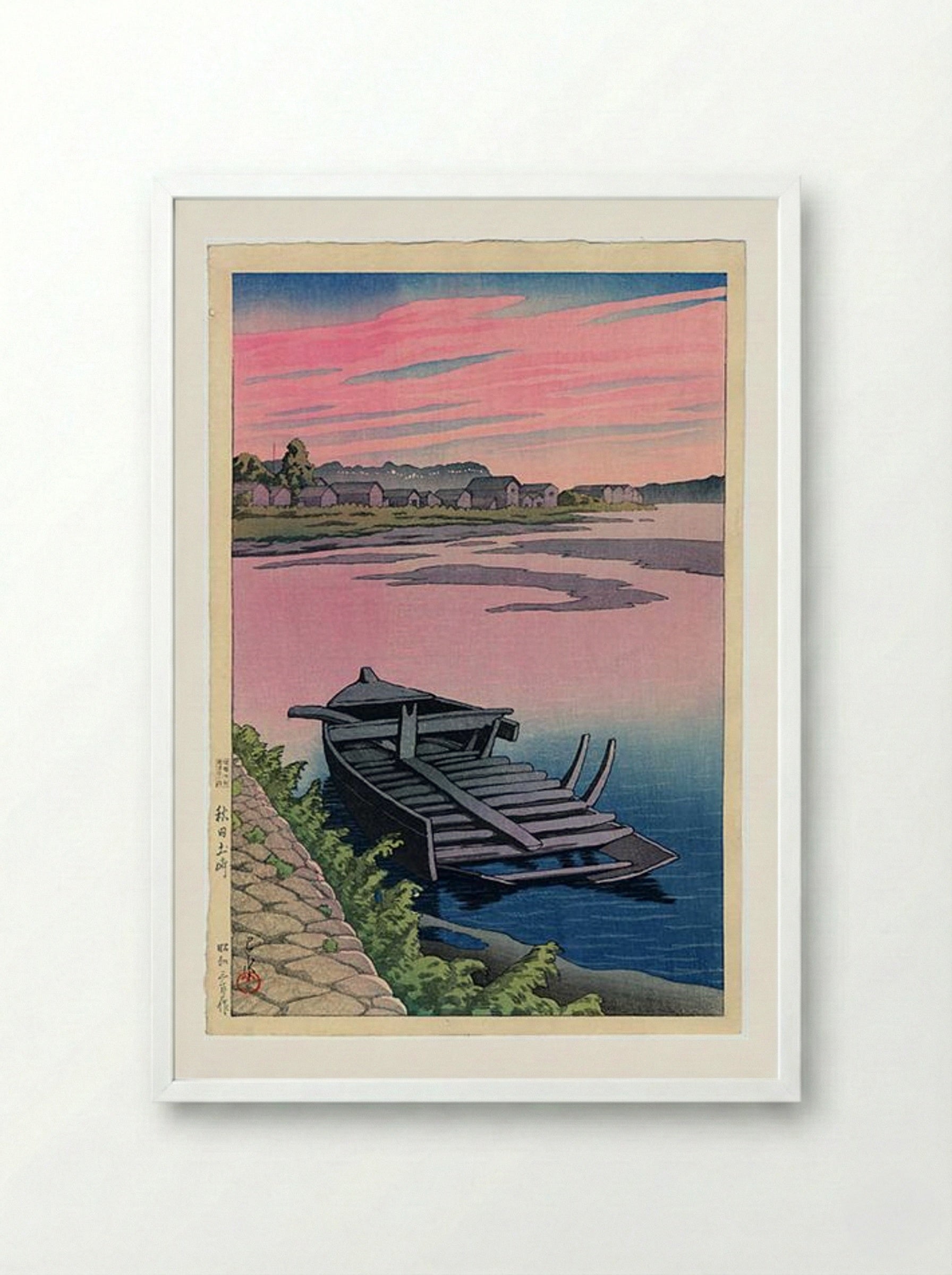 Tsuchizaki, Akita - Hasui Kawase - Framed Print White