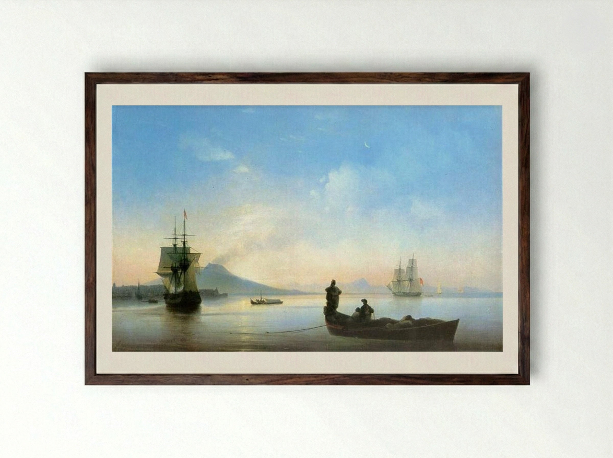 The Bay of Naples in the Morning - Ivan Aivazovsky - Framed Print Dark Wood