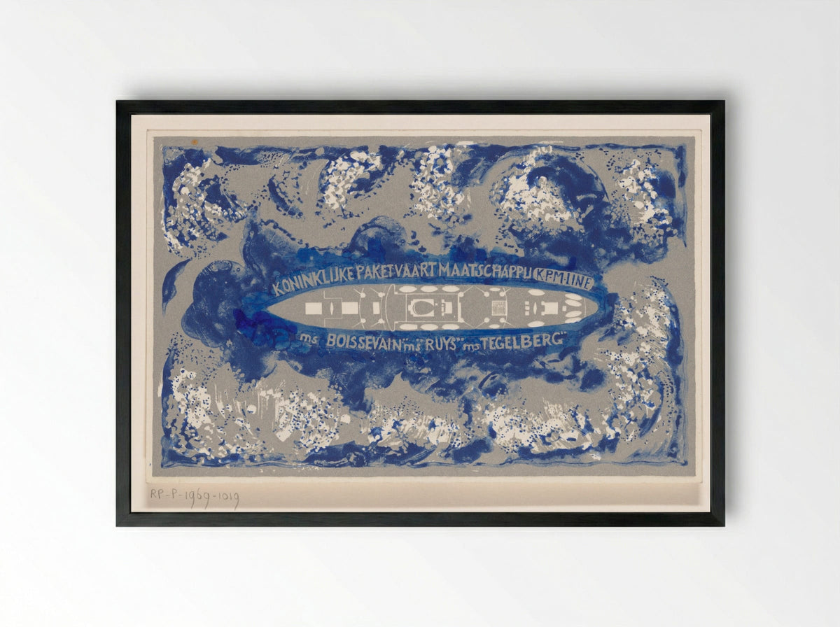 Schip van de Koninklijke Paketvaart-Maatschappij - Carel Adolph Lion Cachet - Framed Print Black