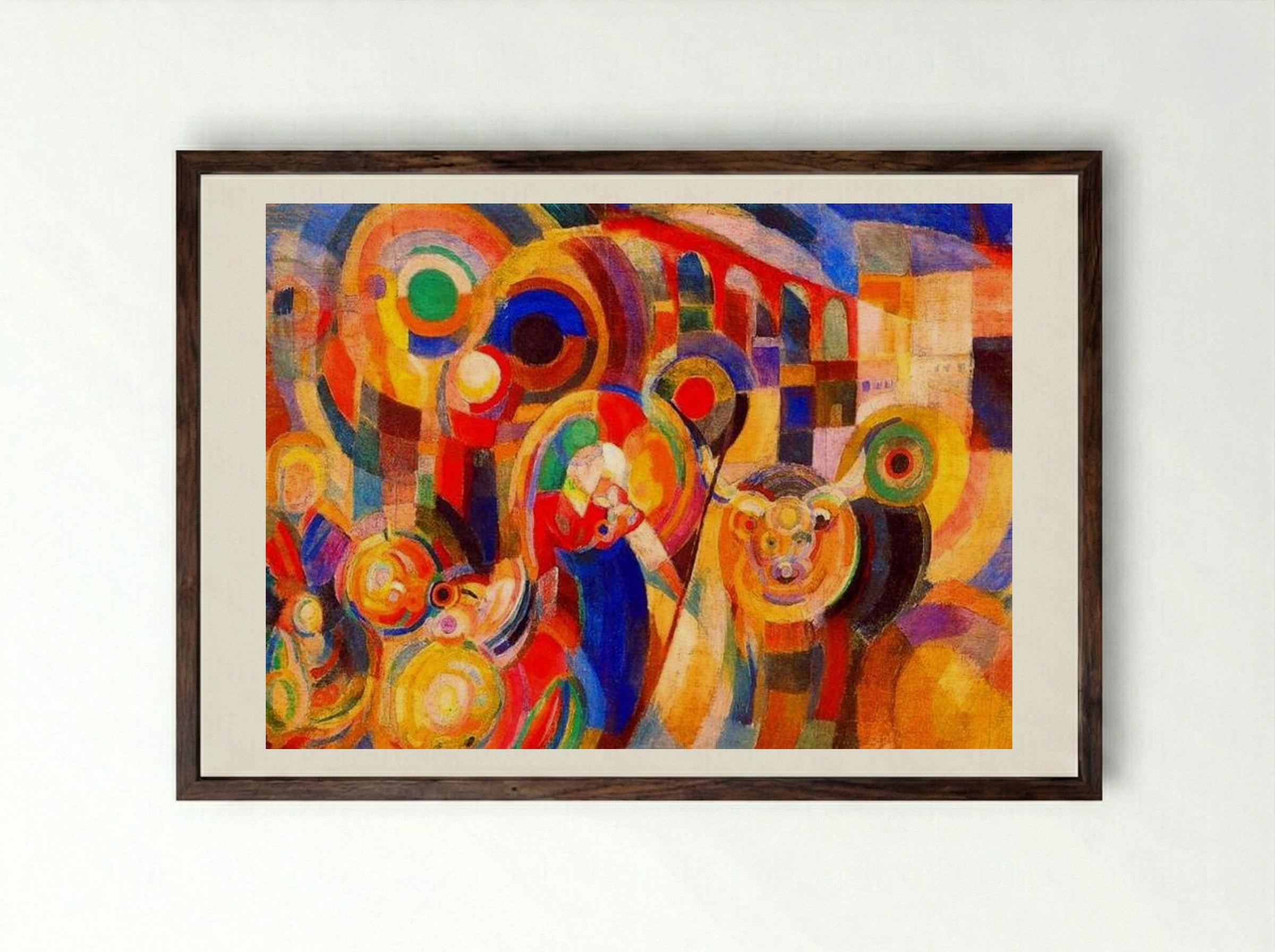 Market at Minho - Sonia Delaunay - Framed Print Dark Wood