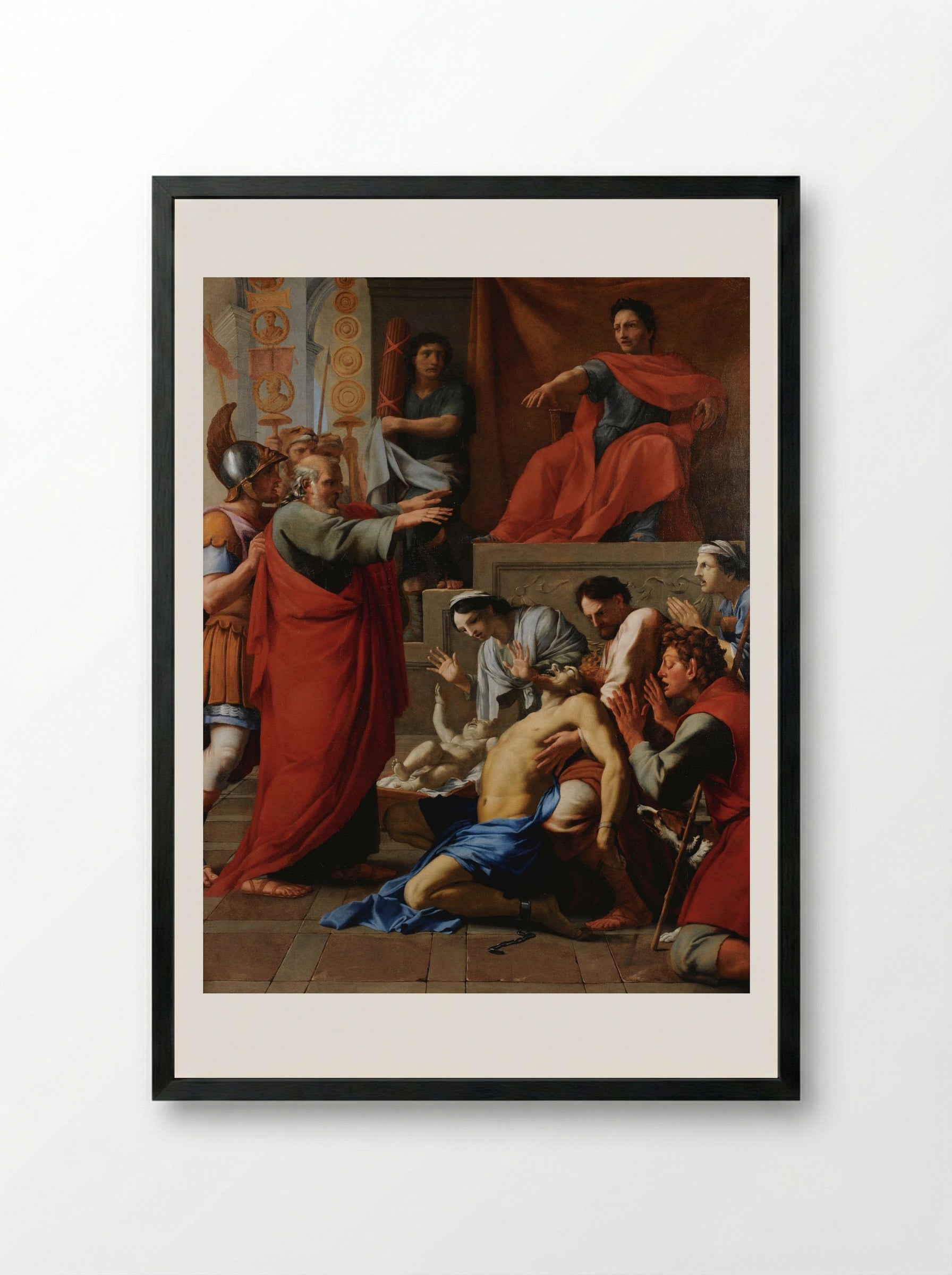 Saint Paul Preaching at Ephesus - Eustache Le Sueur - Framed Print Black