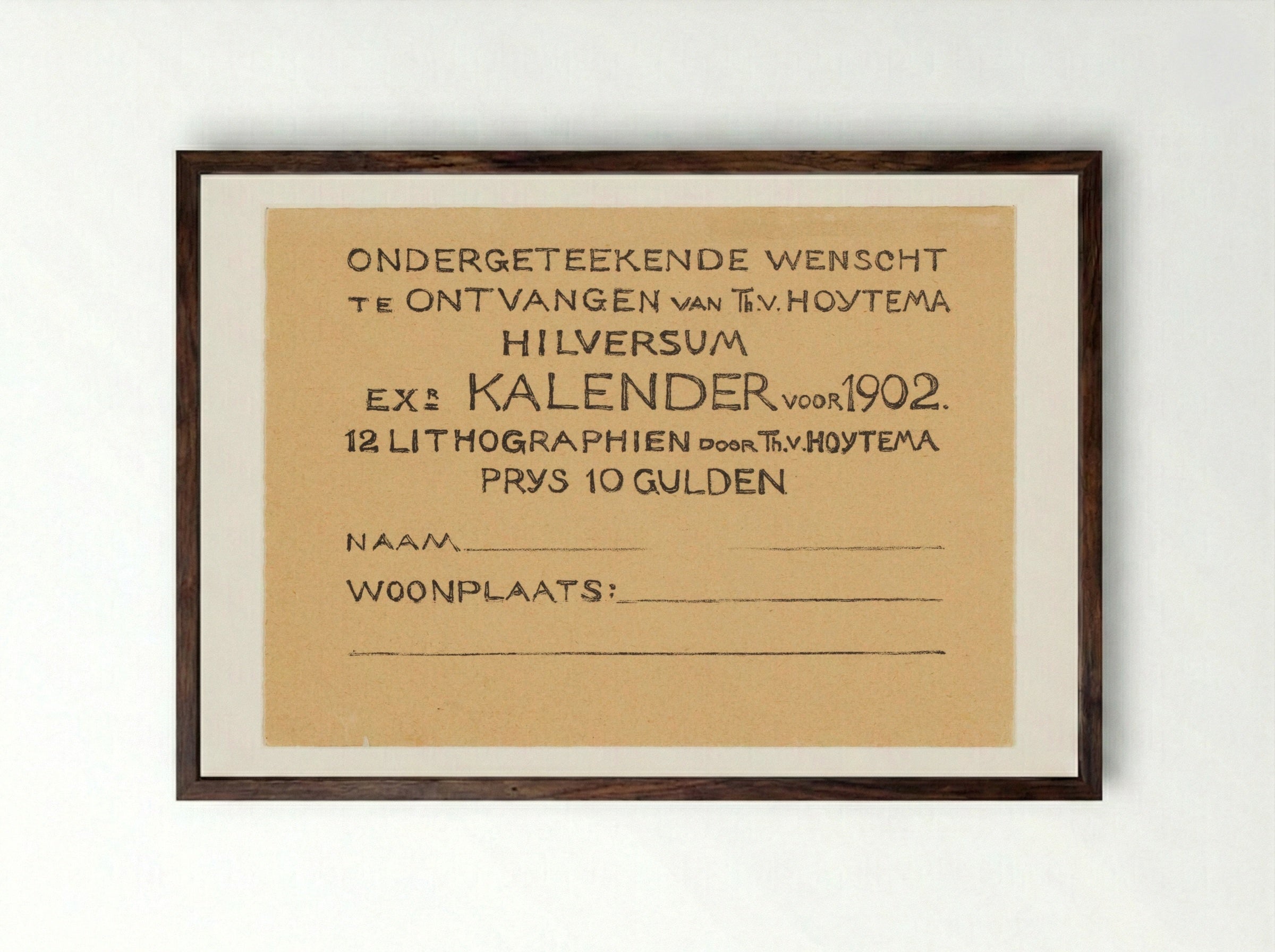 Bestelkaart voor kalender 1902 - Theo van Hoytema - Framed Print Dark Wood