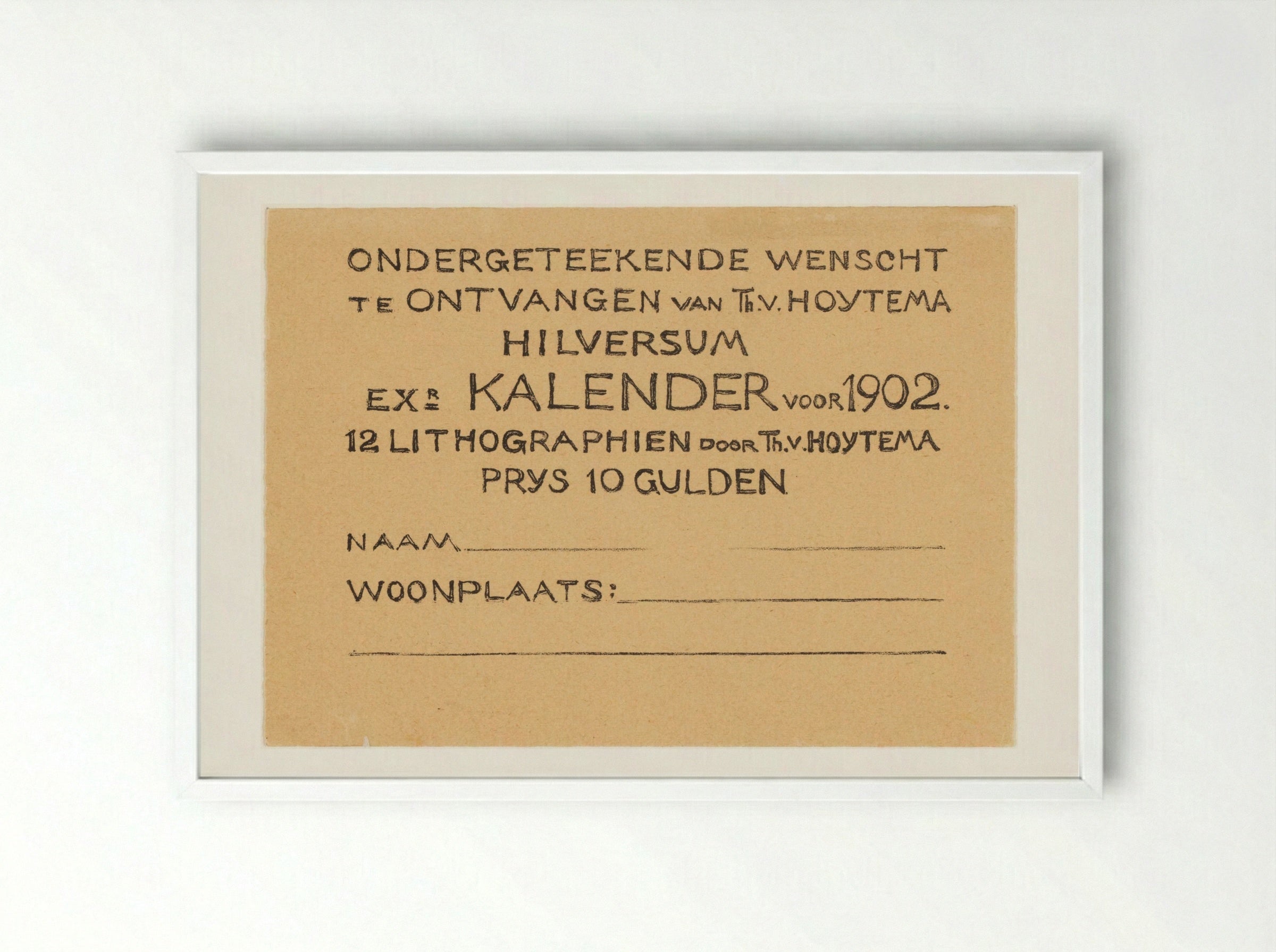Bestelkaart voor kalender 1902 - Theo van Hoytema - Framed Print White