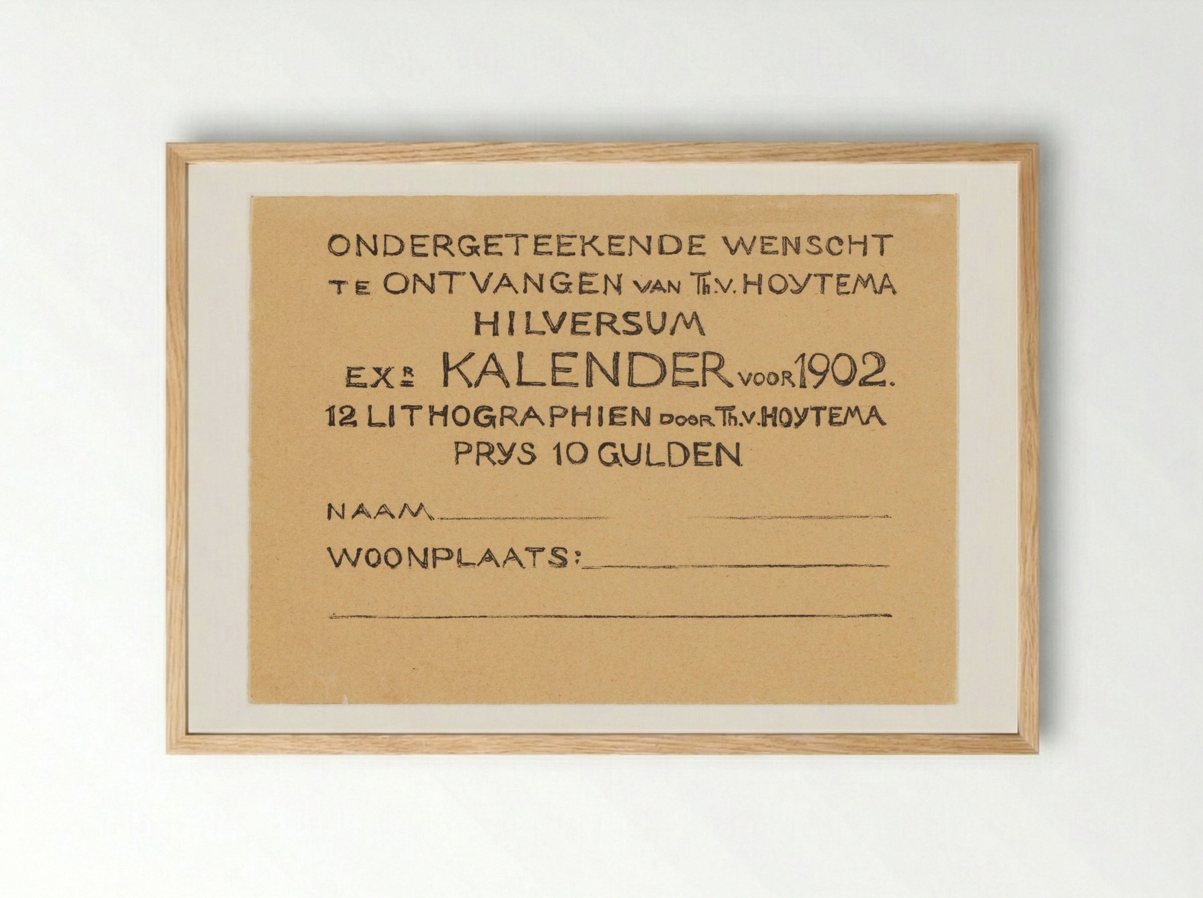 Bestelkaart voor kalender 1902 - Theo van Hoytema - Framed Print Wood