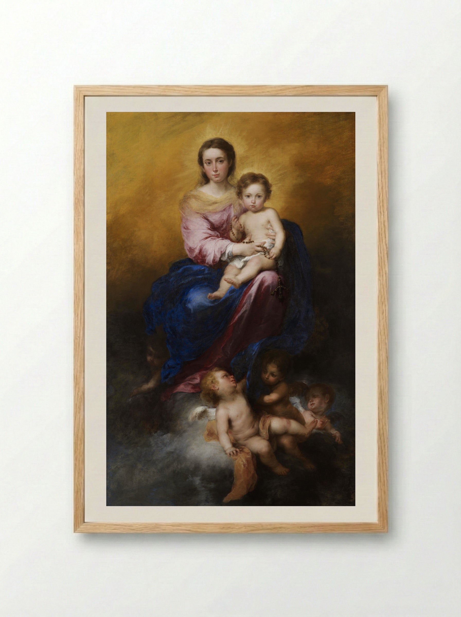 The Virgin of the Rosary - Bartolomé Esteban Murillo - Framed Print Wood