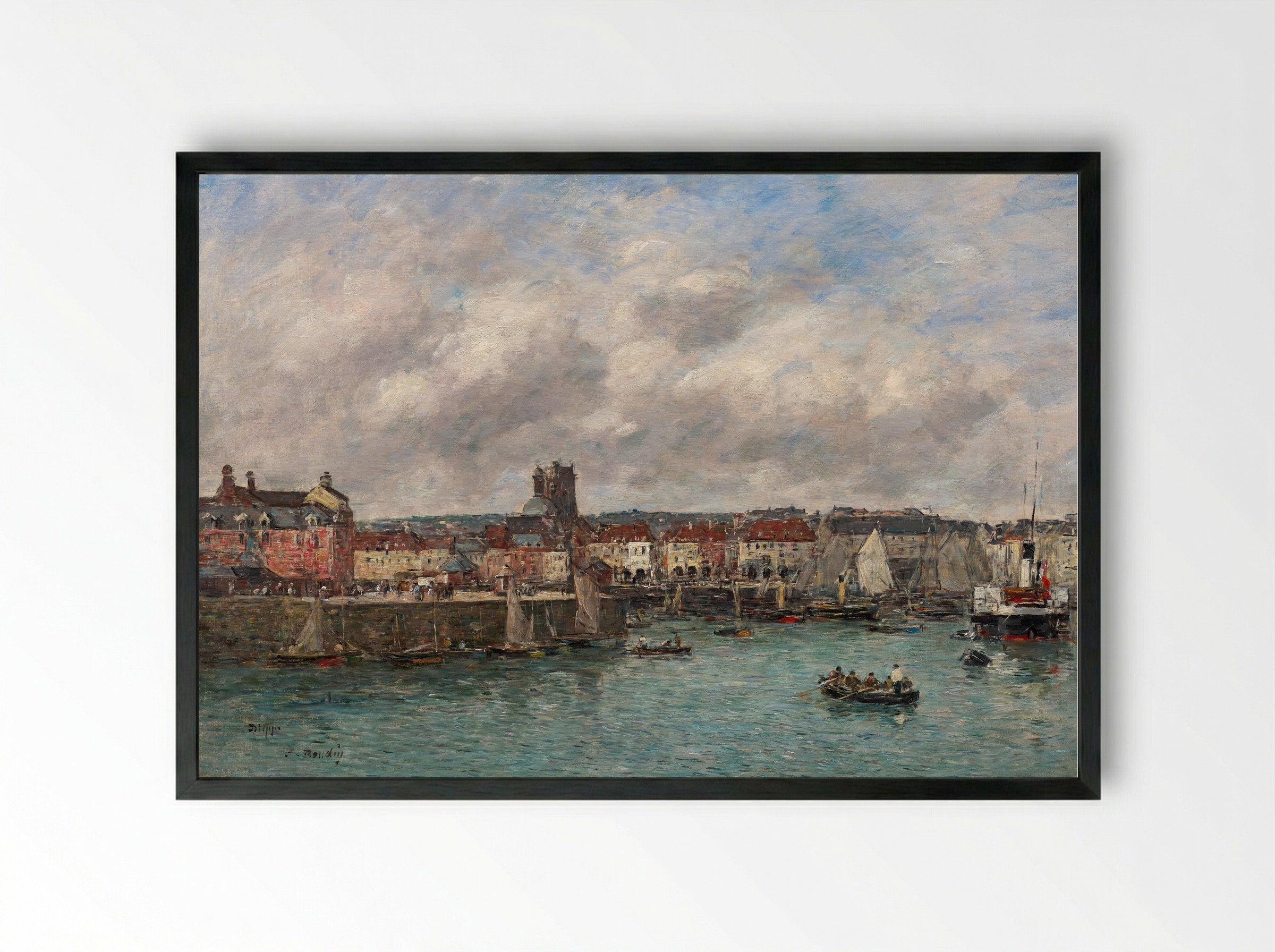 The Port of Dieppe - Eugène Boudin - Framed Print Black