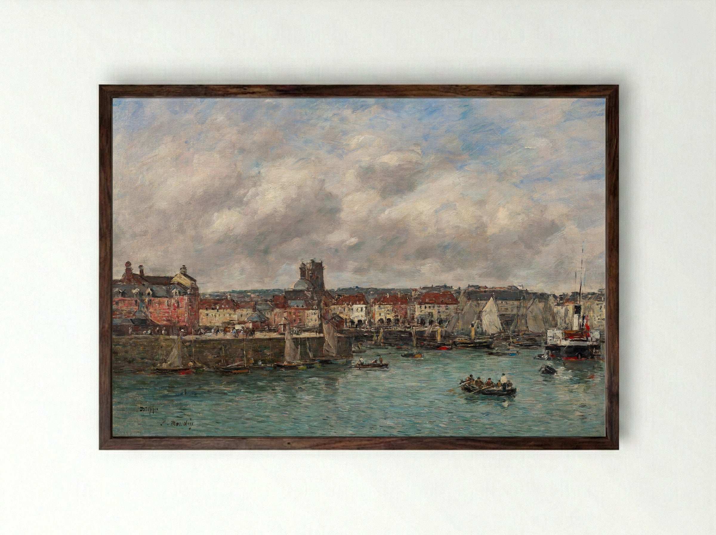 The Port of Dieppe - Eugène Boudin - Framed Print Dark Wood