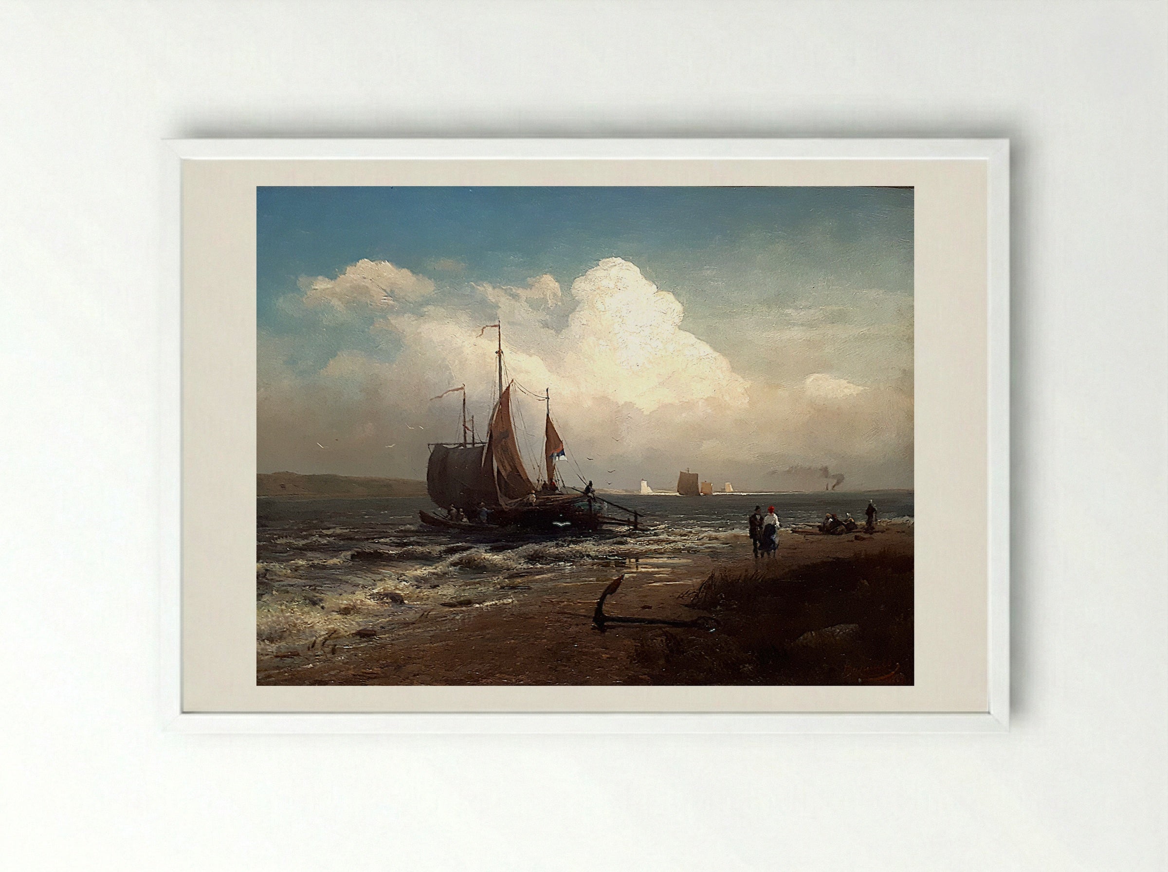 On the River. Windy Day - Fyodor Vasilyev - Framed Print White