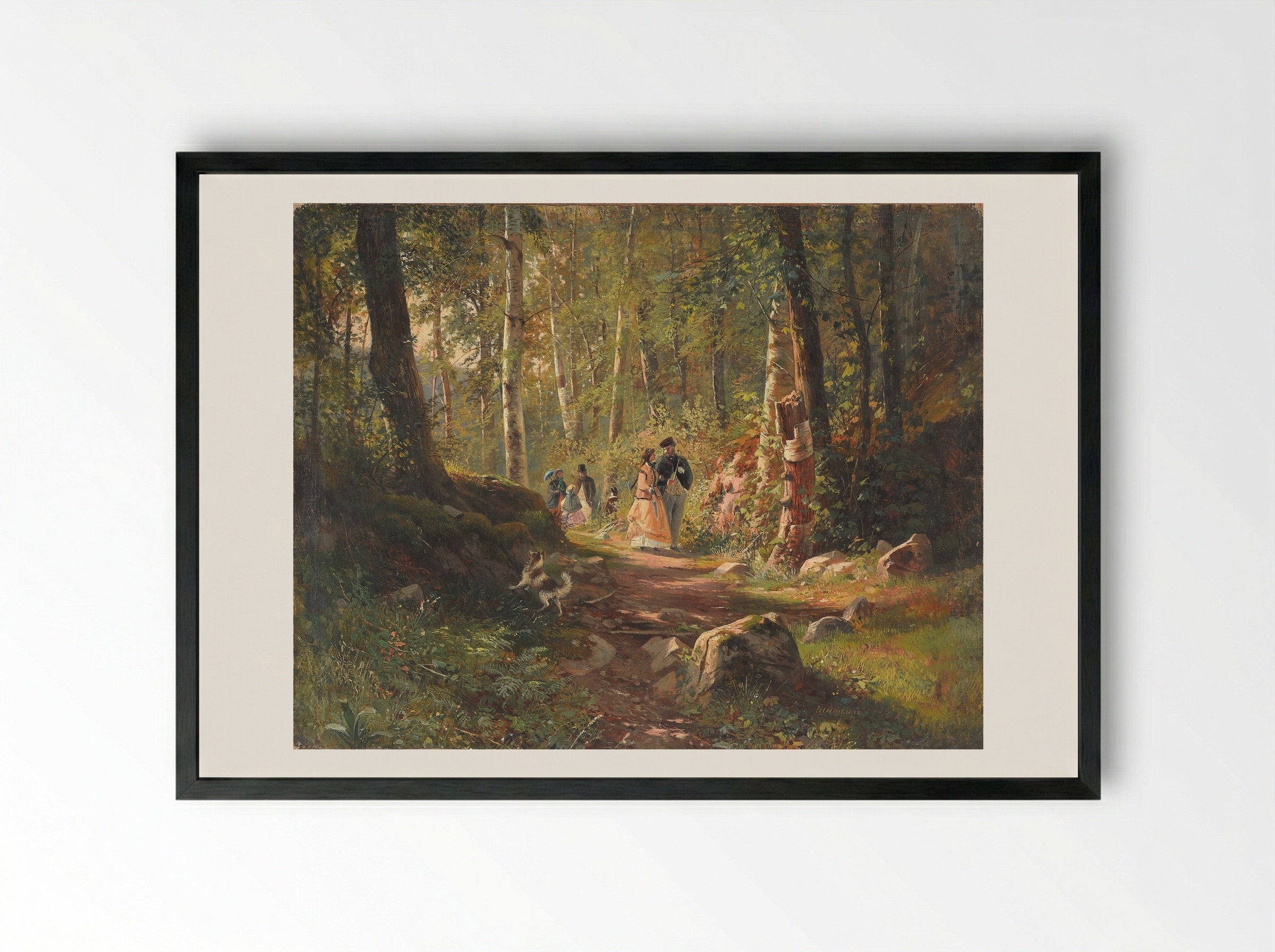 A Walk in the Forest - Ivan Shishkin - Framed Print Black