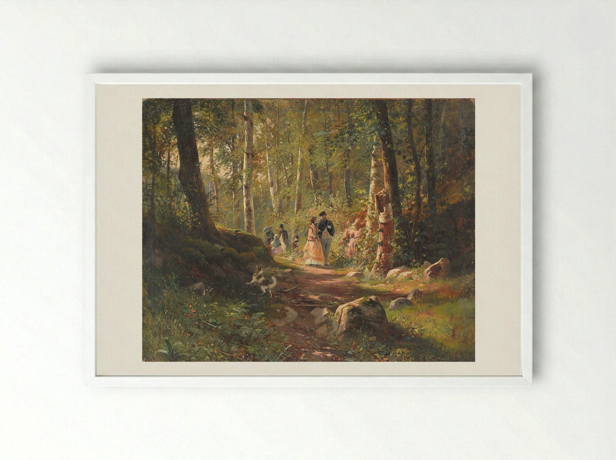 A Walk in the Forest - Ivan Shishkin - Framed Print White