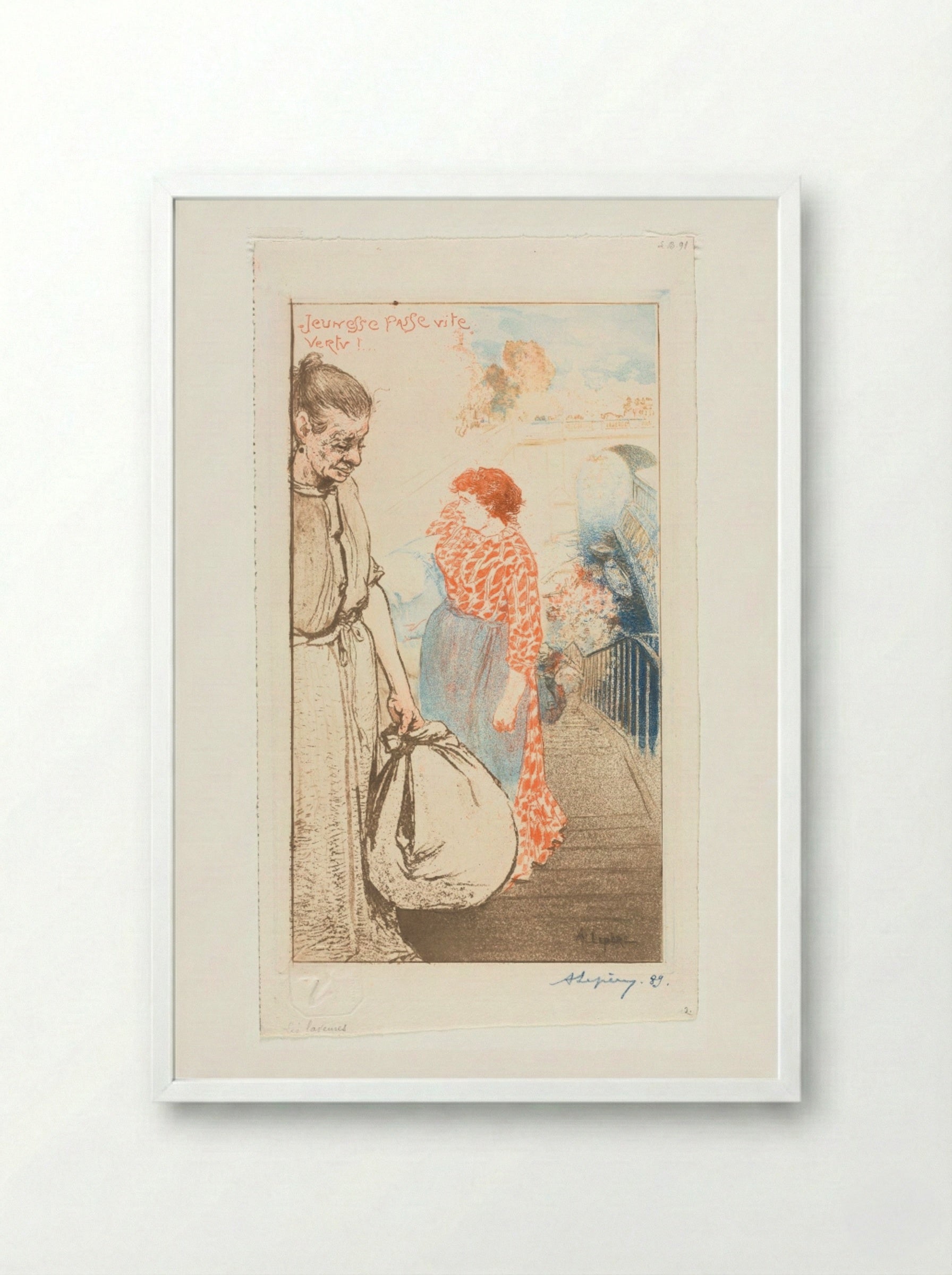 Washerwomen (Les Laveuses) - Auguste Louis Lepère - Framed Print White