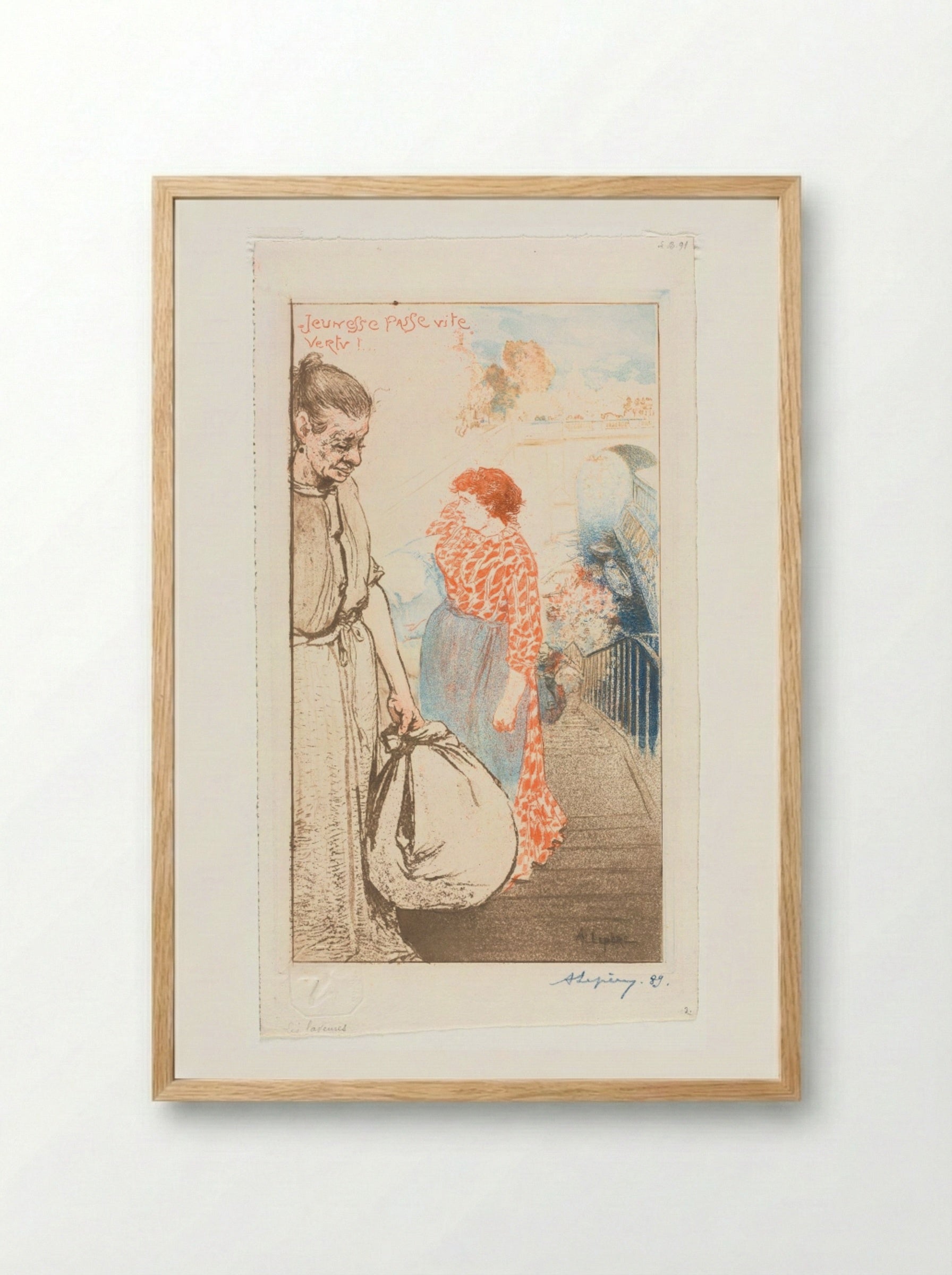 Washerwomen (Les Laveuses) - Auguste Louis Lepère - Framed Print Wood