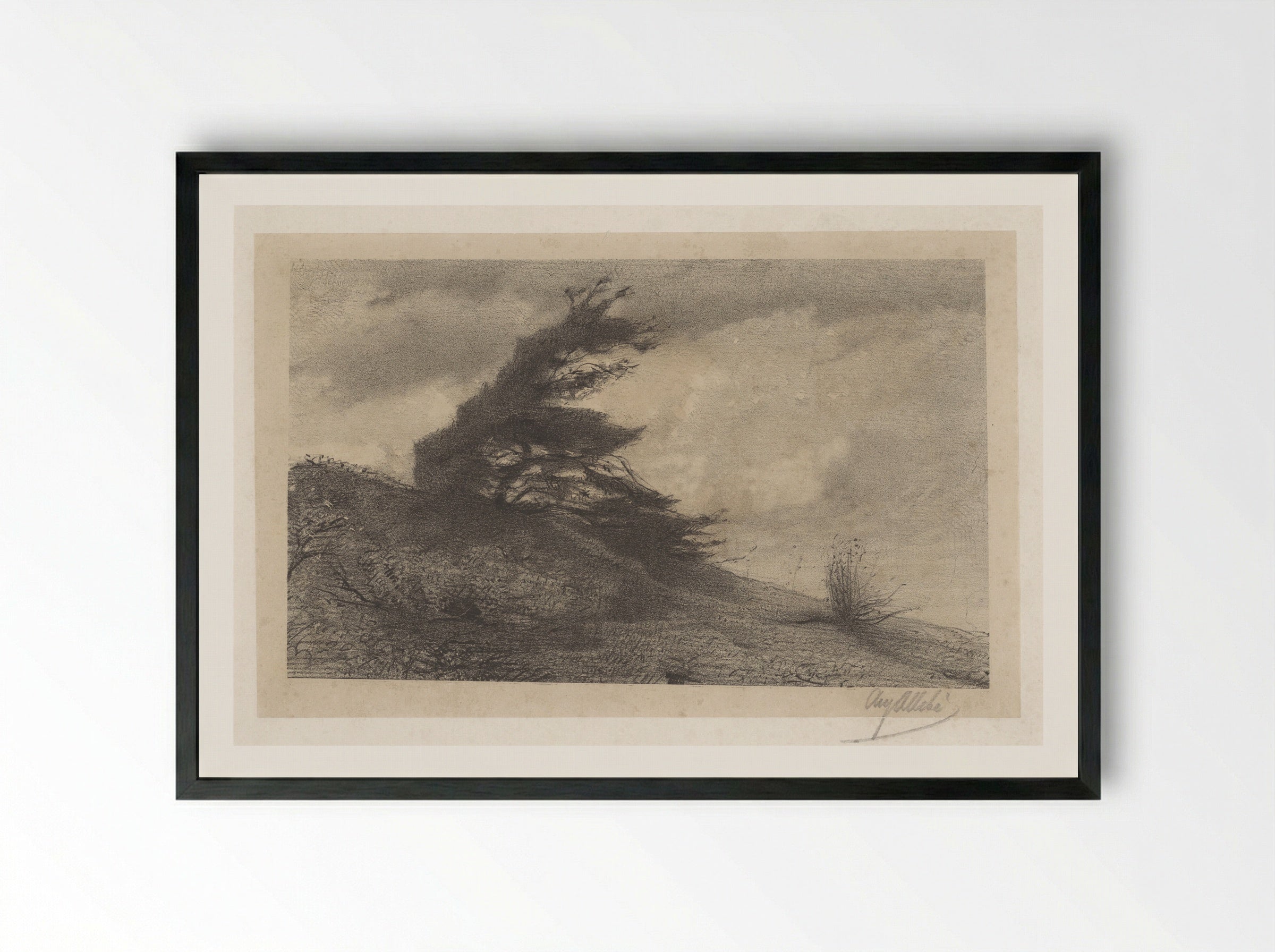 Landschap bij stormachtig weer - August Allebé - Framed Print Black