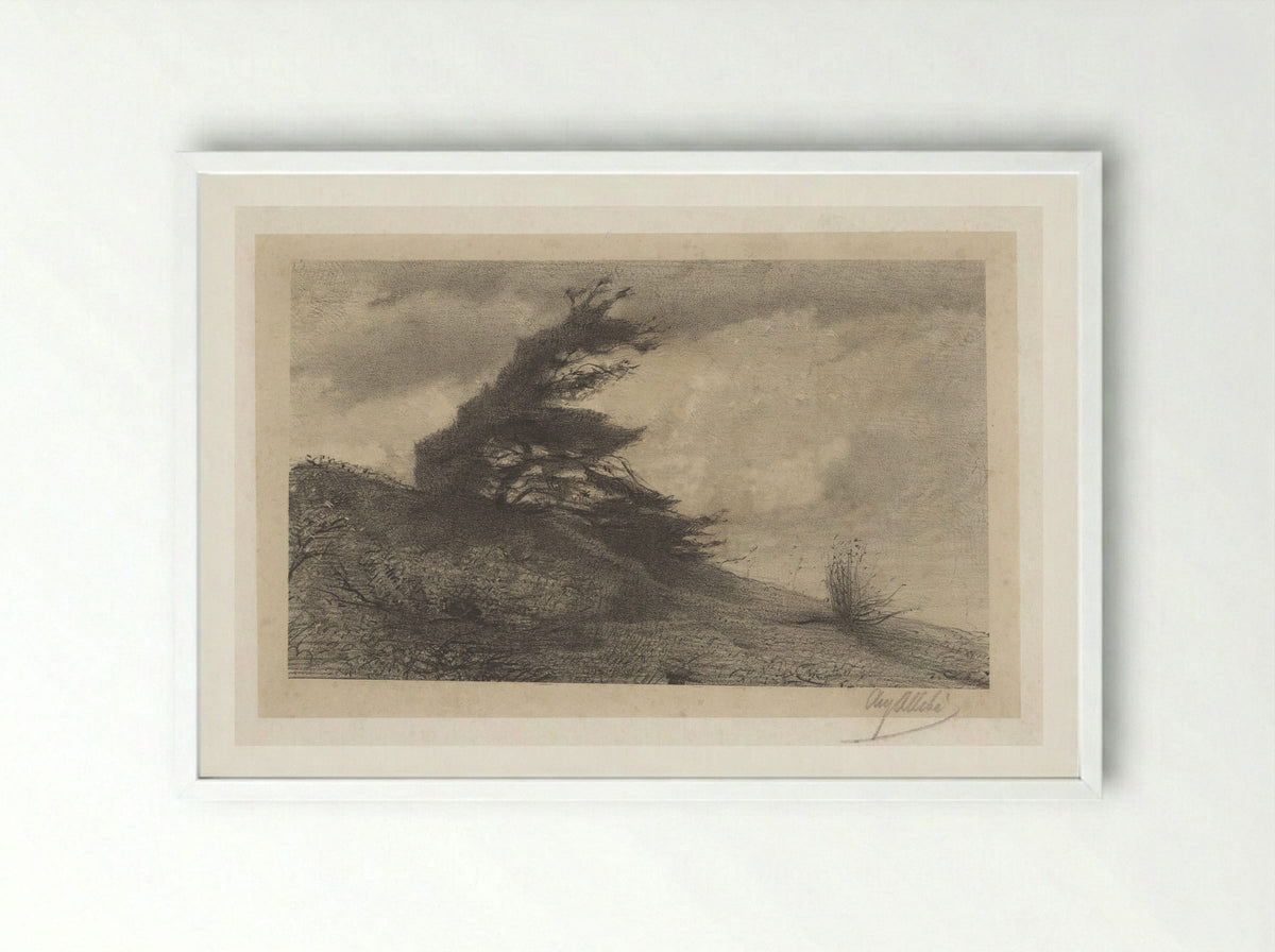 Landschap bij stormachtig weer - August Allebé - Framed Print White