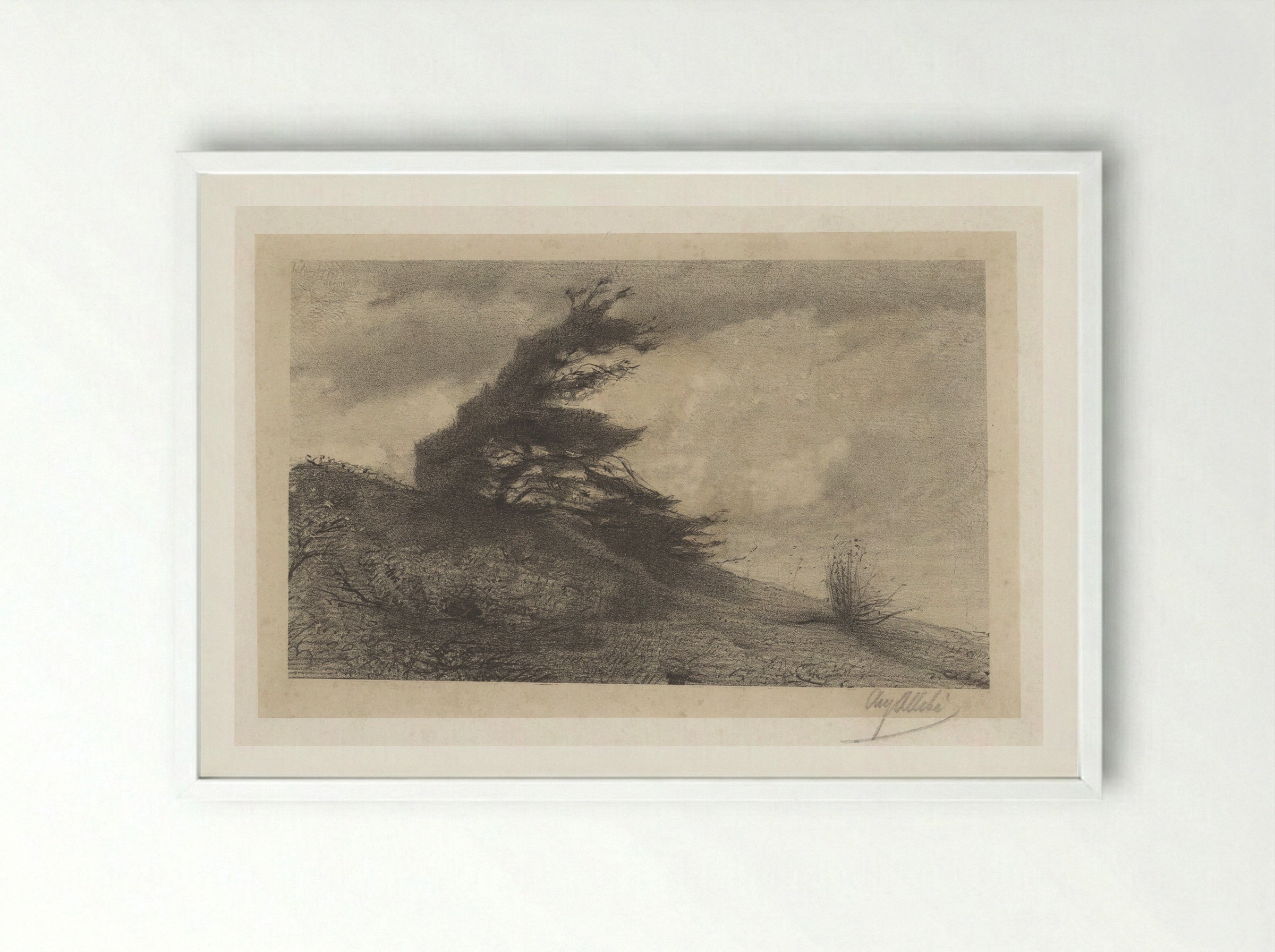 Landschap bij stormachtig weer - August Allebé - Framed Print White
