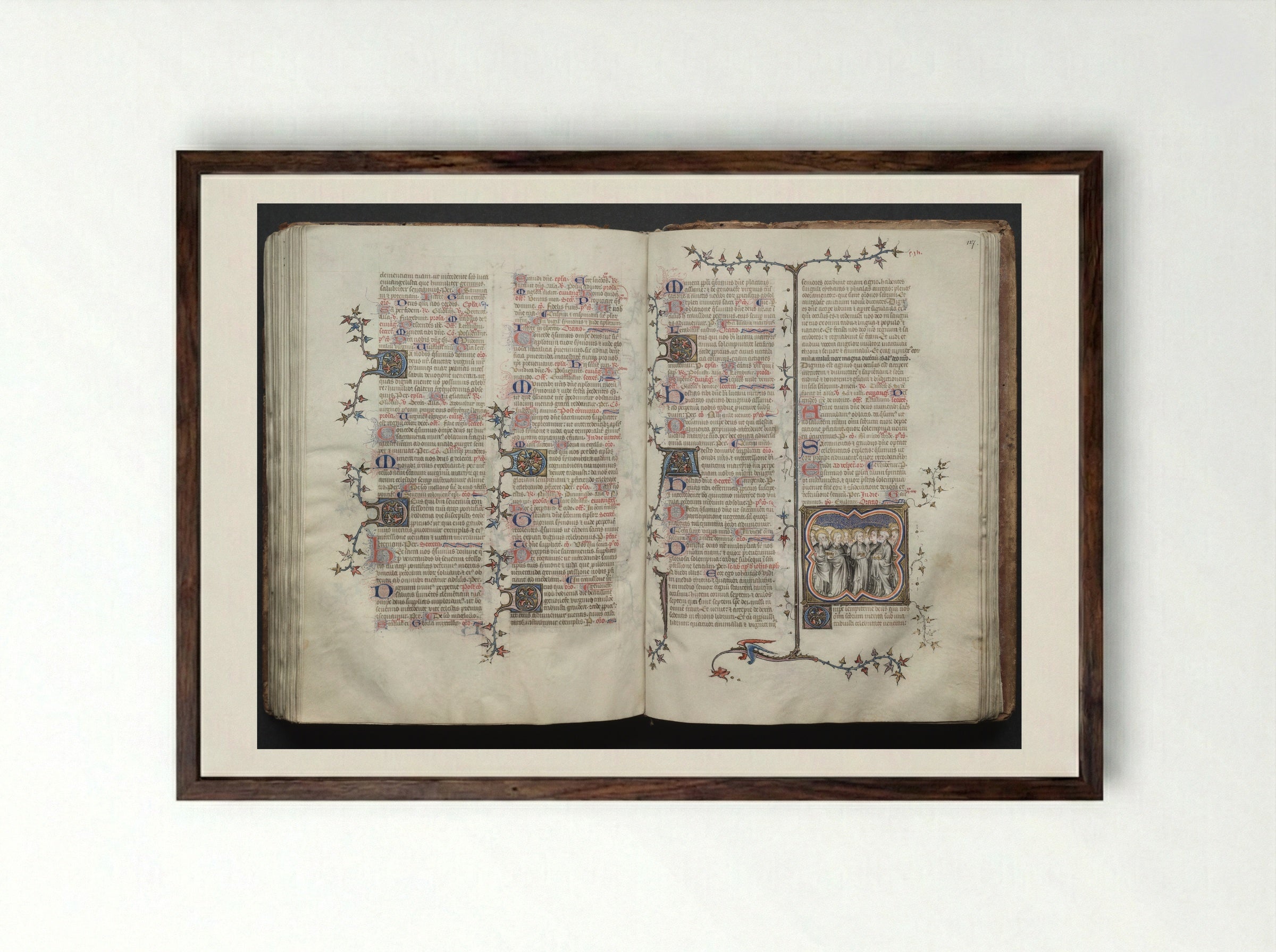 The Gotha Missal: Fol. 94r - Master of the Boqueteaux - Framed Print Dark Wood