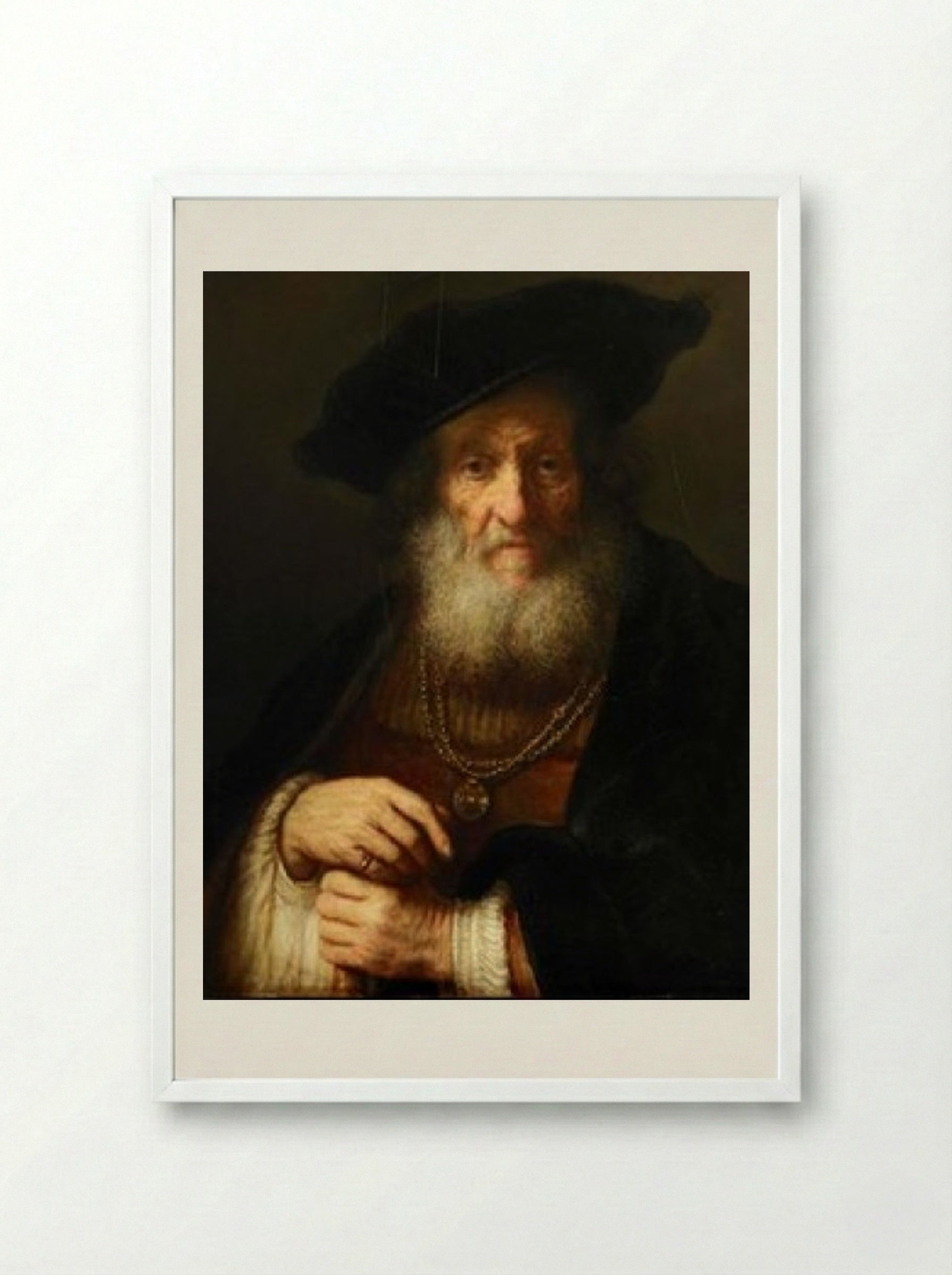 Portrait of an Old Man - Rembrandt Harmensz. van Rijn - Framed Print White