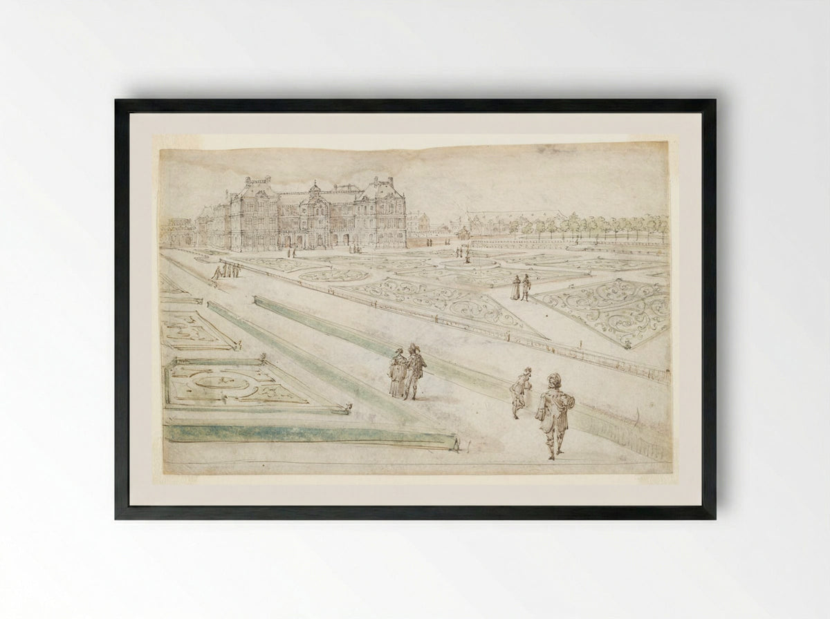 View of the Luxembourg Palace from the Grand Parterre - Israël Silvestre - Framed Print Black
