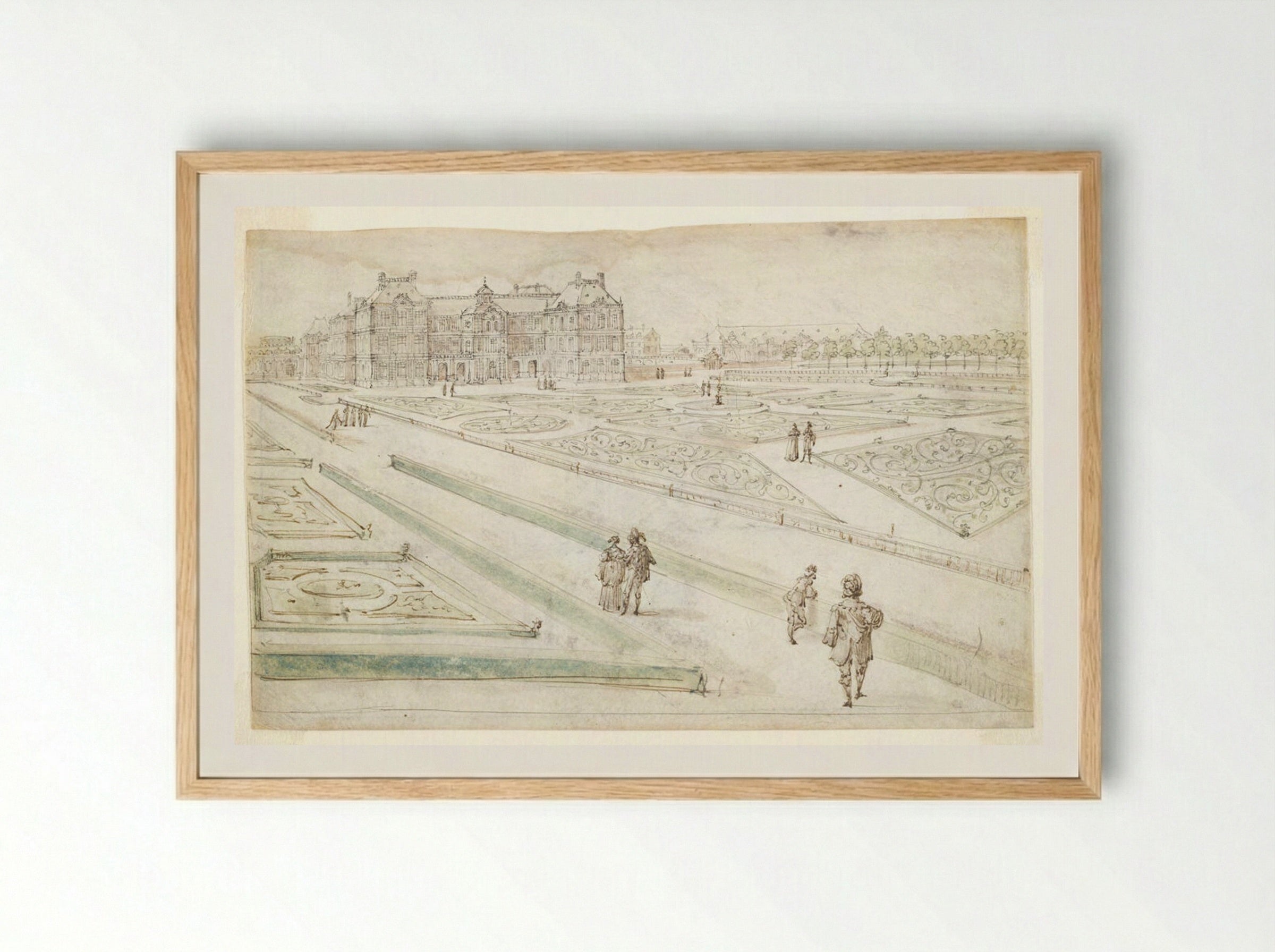 View of the Luxembourg Palace from the Grand Parterre - Israël Silvestre - Framed Print Wood