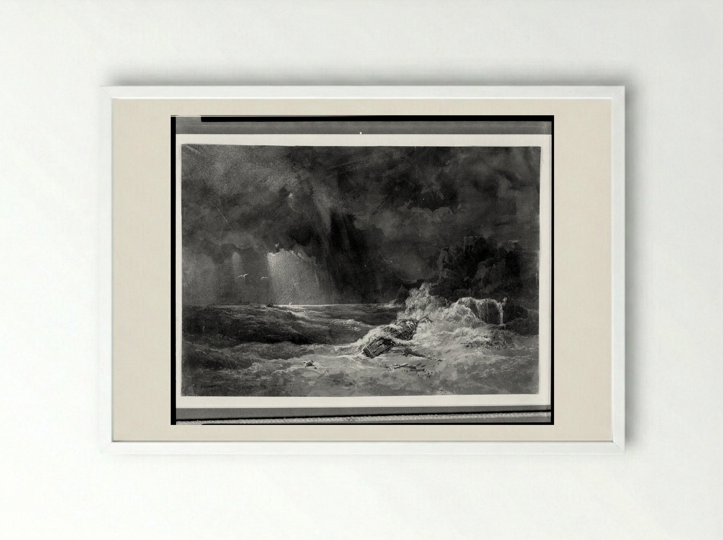 Shipwreck - John Martin - Framed Print White