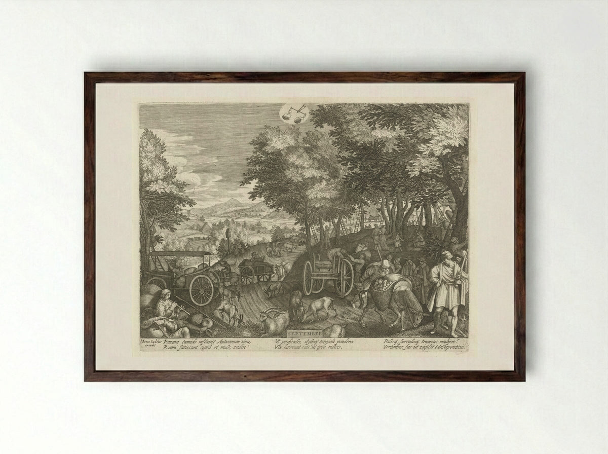 September - Aegidius Sadeler (II) - Framed Print Dark Wood