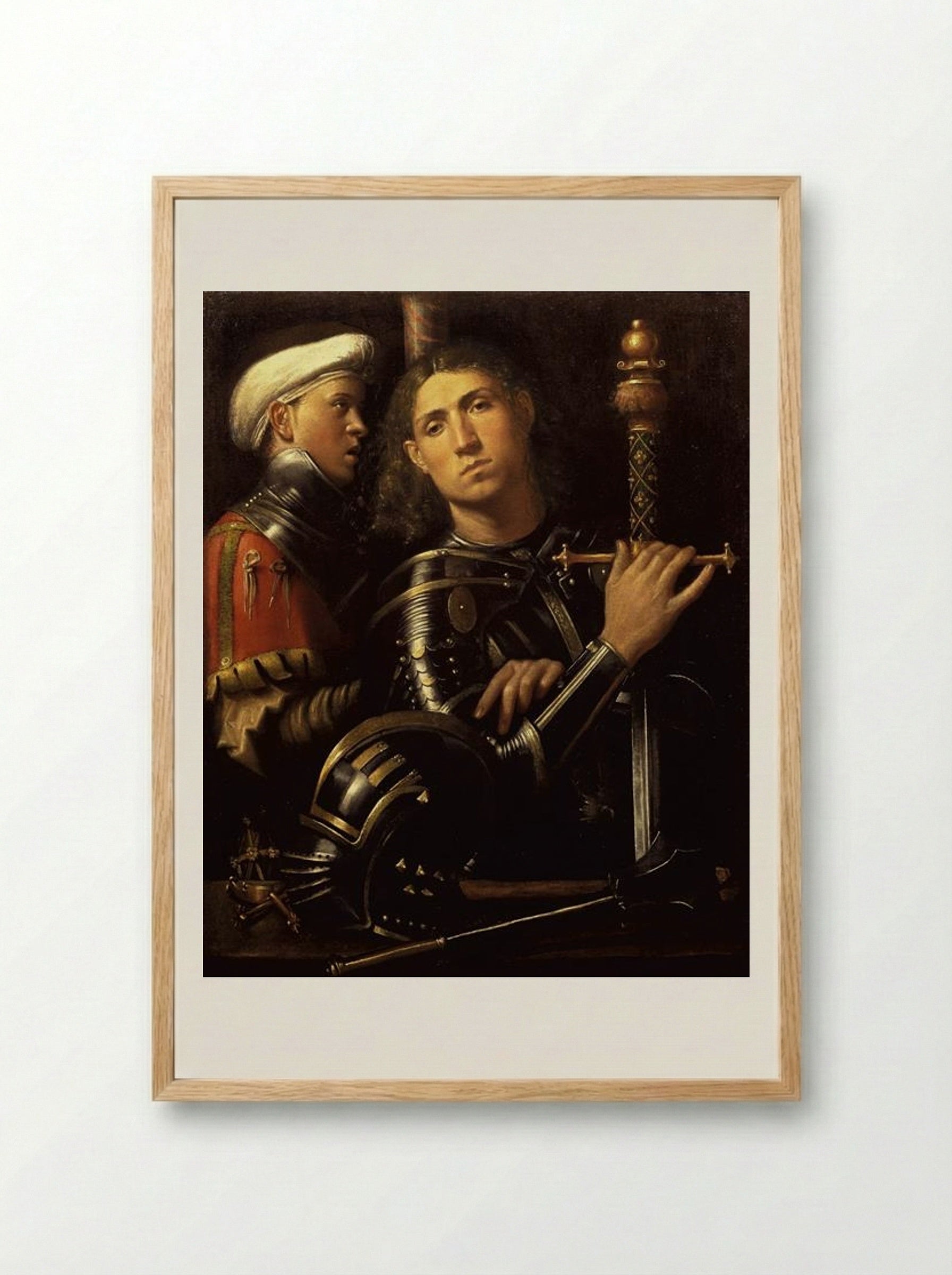 Warrior with Groom - Giorgione - Framed Print Wood