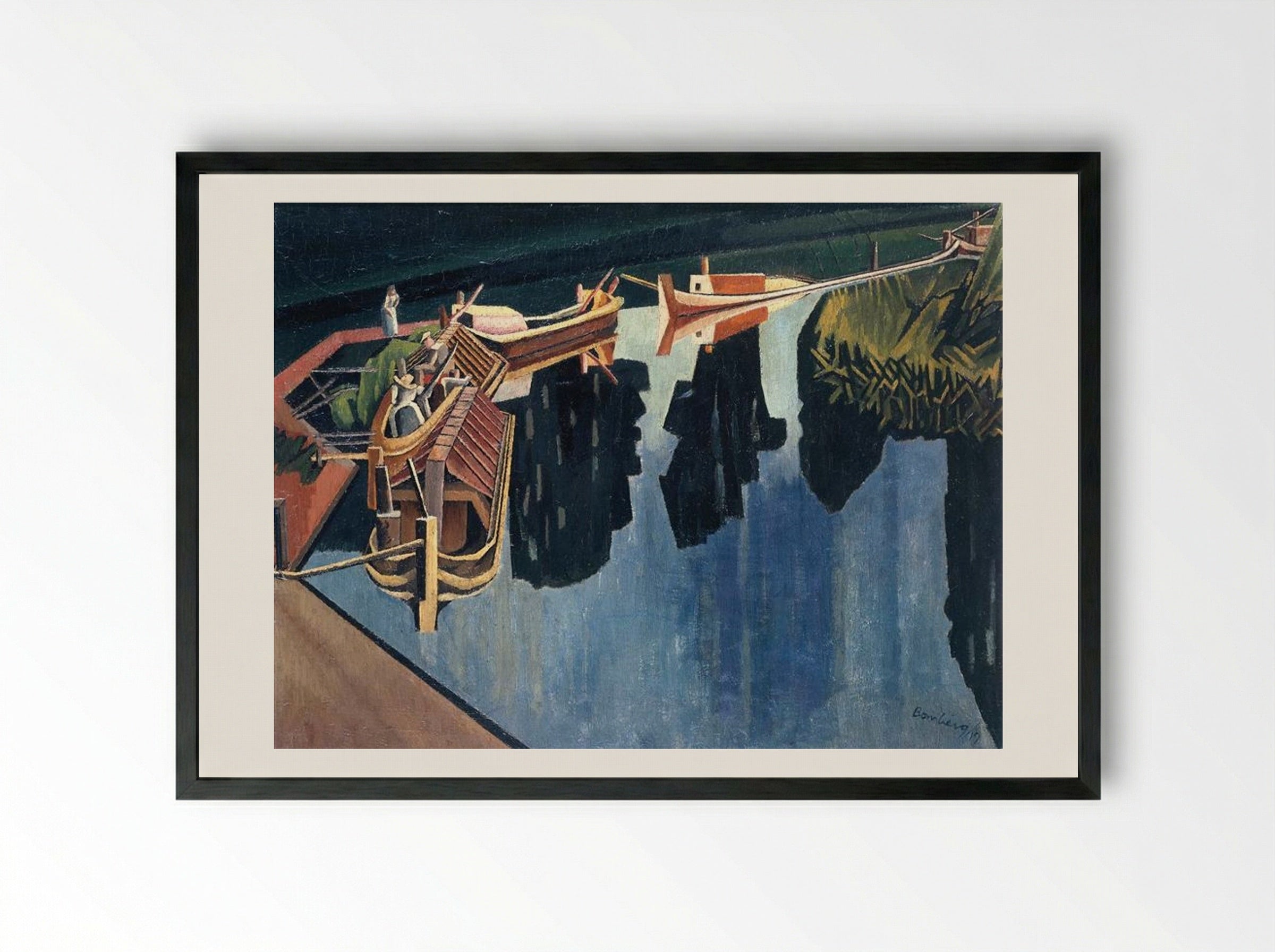 Barges - David Bomberg - Framed Print Black
