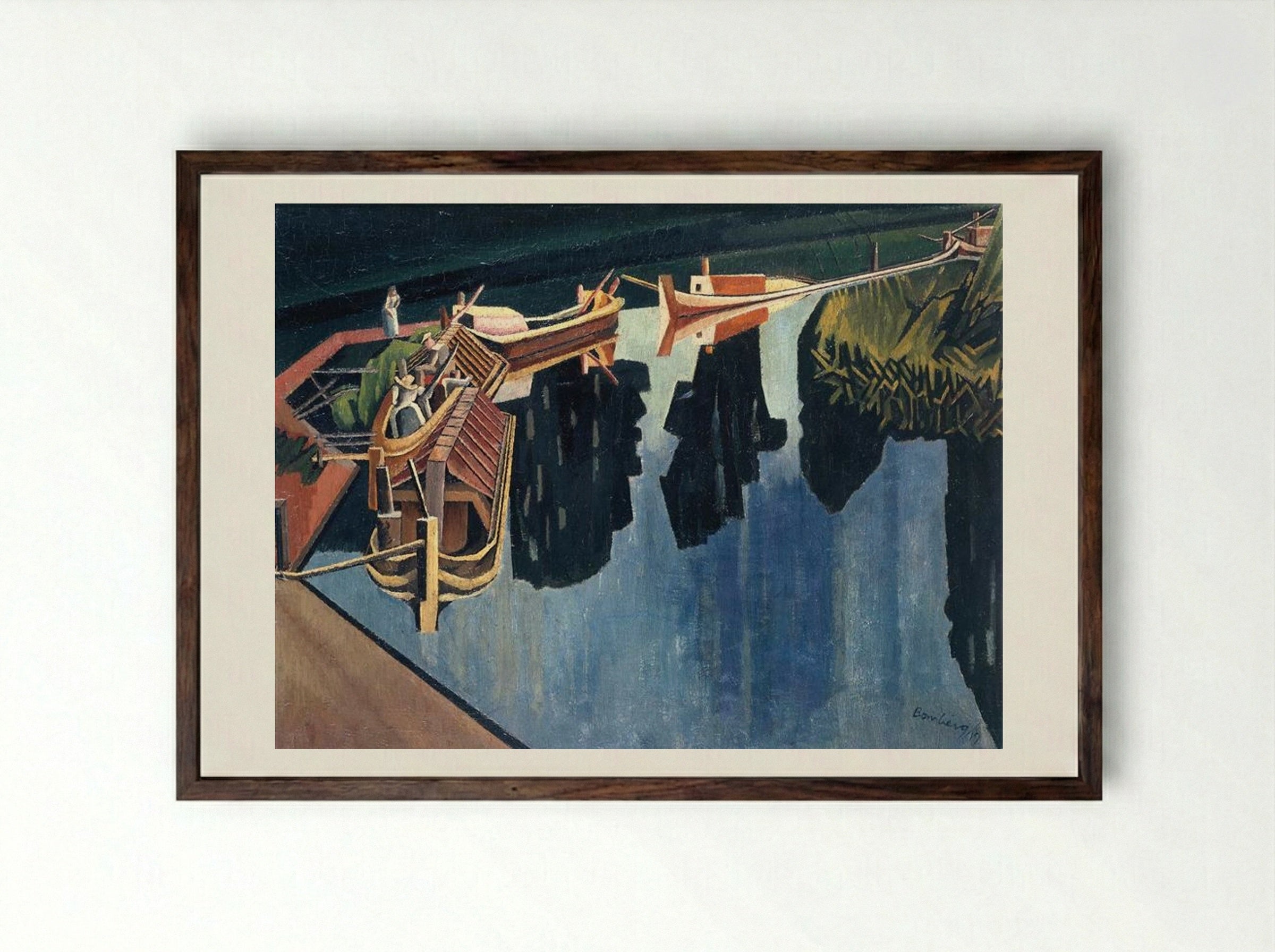 Barges - David Bomberg - Framed Print Dark Wood