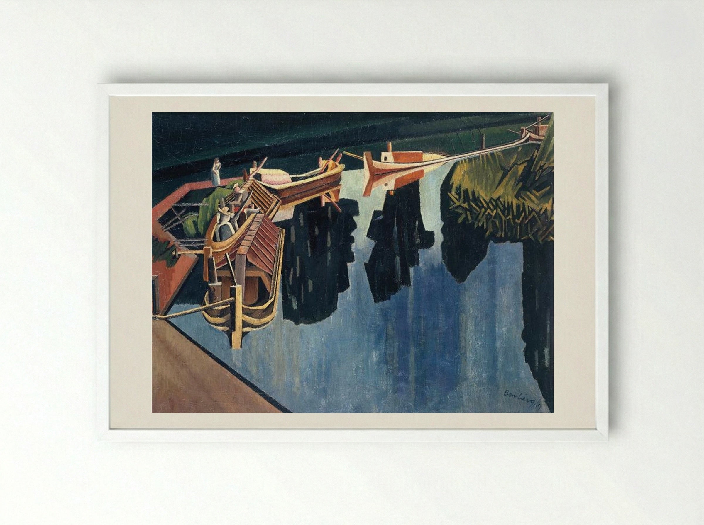 Barges - David Bomberg - Framed Print White