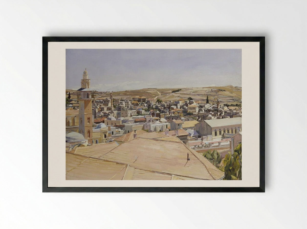 Jerusalem, Looking to Mount Scopus - David Bomberg - Framed Print Black