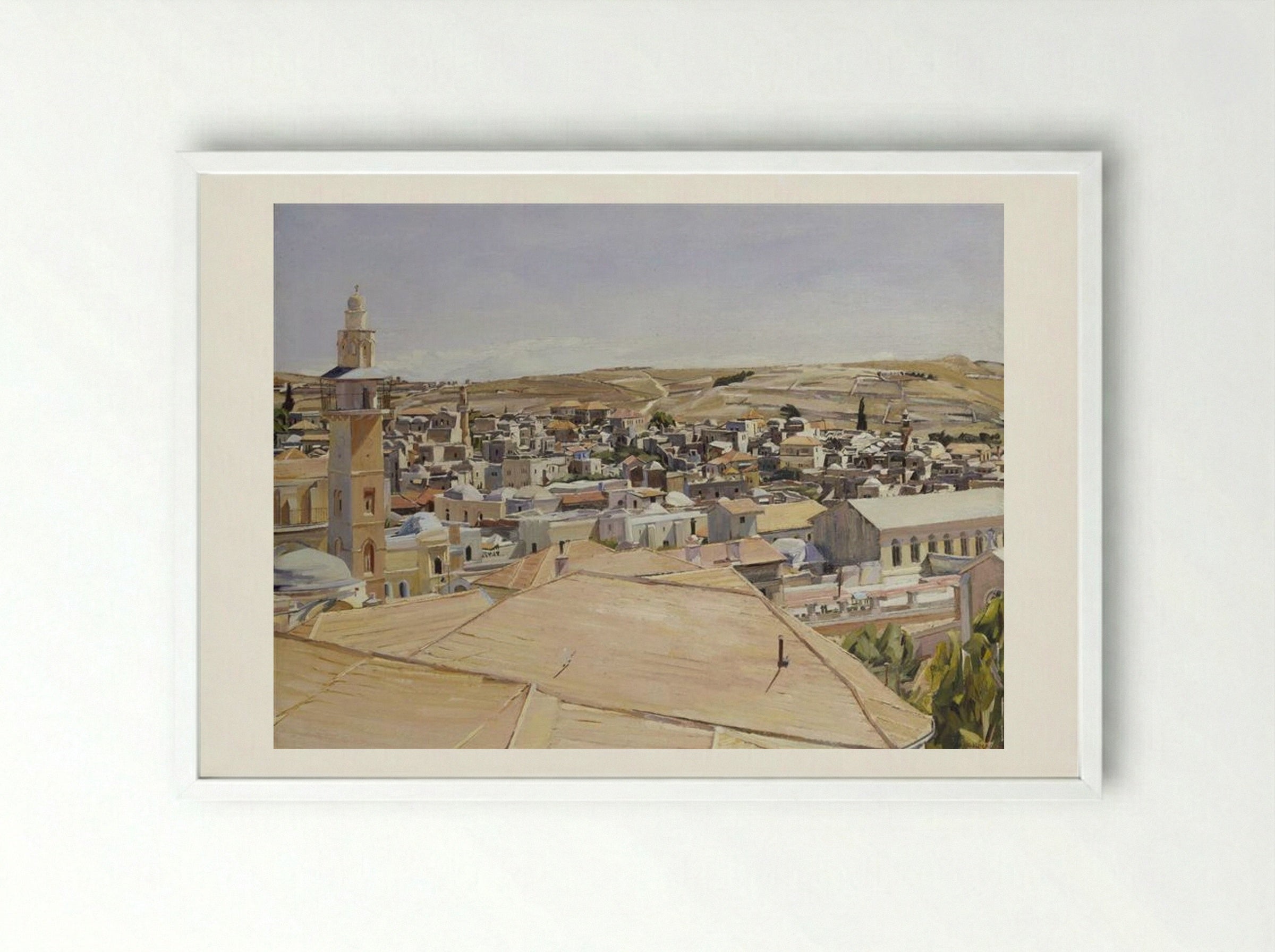 Jerusalem, Looking to Mount Scopus - David Bomberg - Framed Print White
