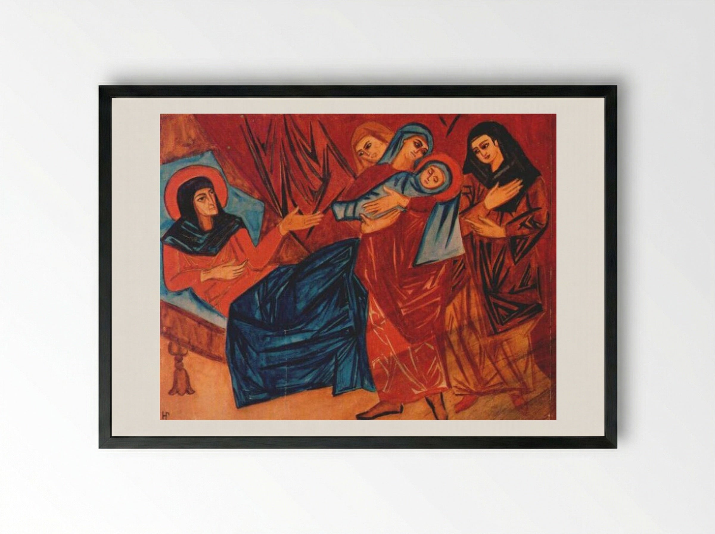 Nativity - Natalia Goncharova - Framed Print Black
