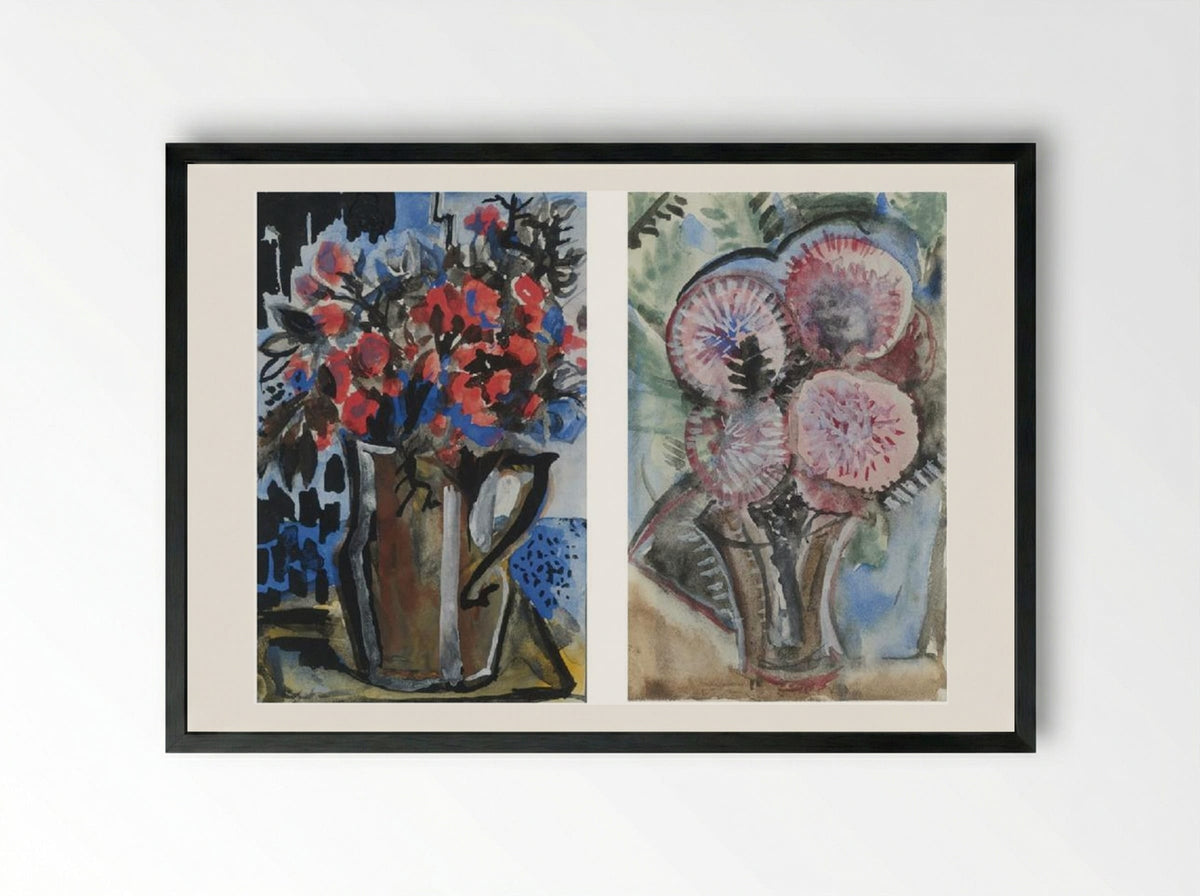 Still Life with a Tiger Lily - Natalia Goncharova - Framed Print Black